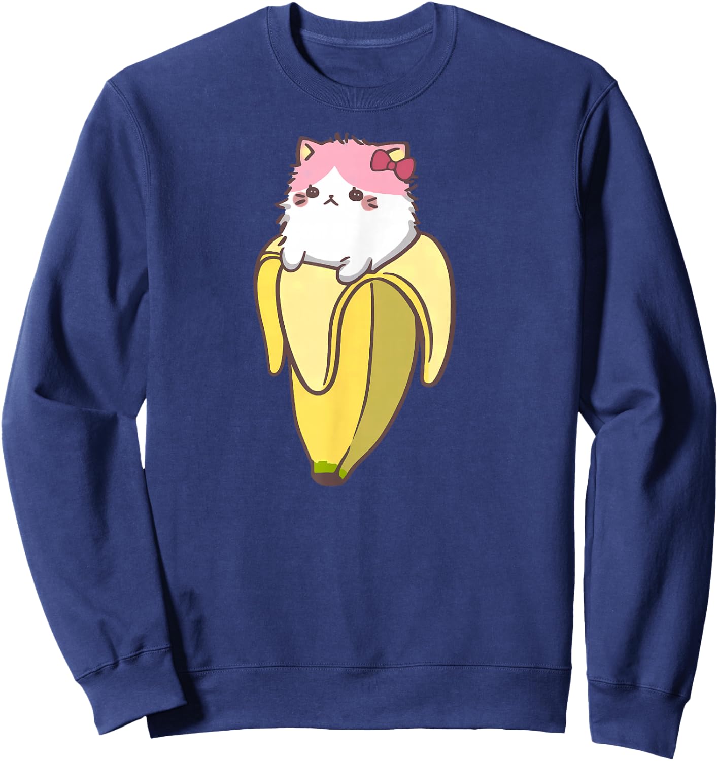Banana Cat Funny Kawaii Bananya Gift Bday Sweatshirt - Sweatshirt | Navy