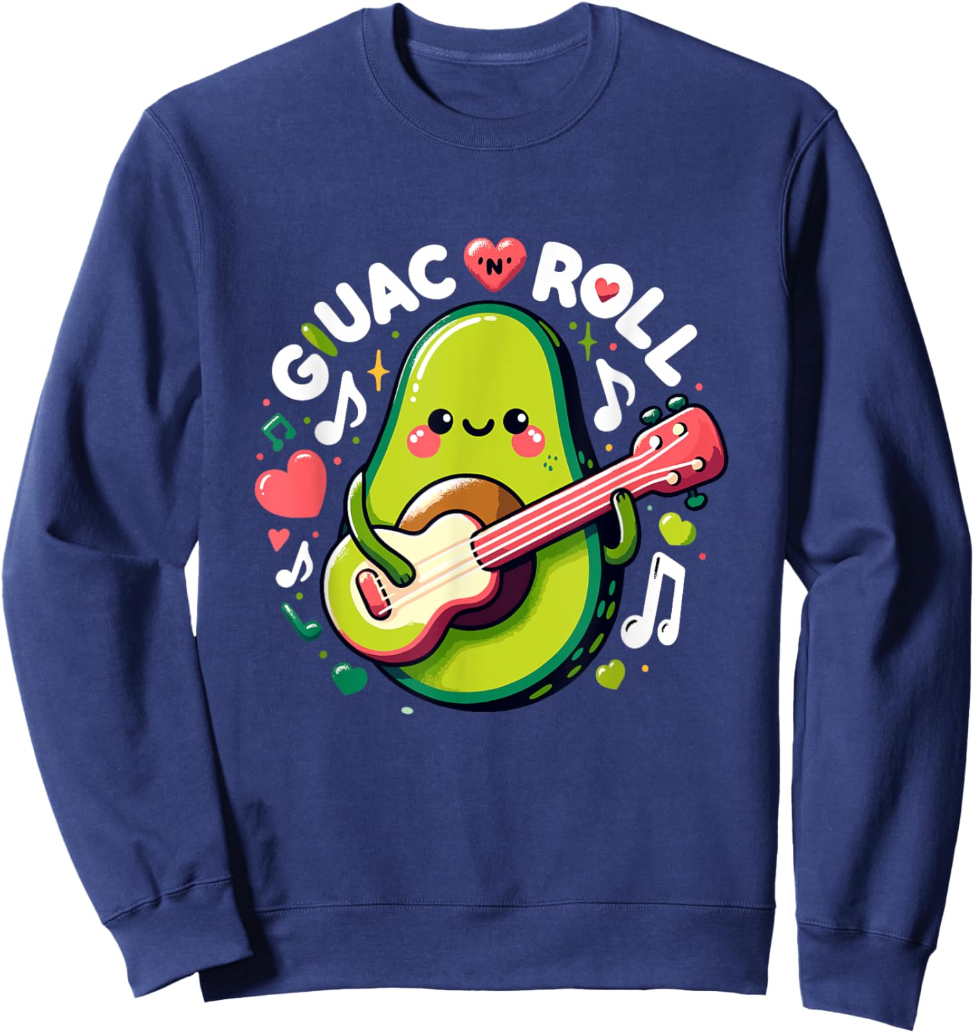 Guac N Roll - Funny Avocado Guitarist for Music and Guac Sweatshirt - Sweatshirt | Navy