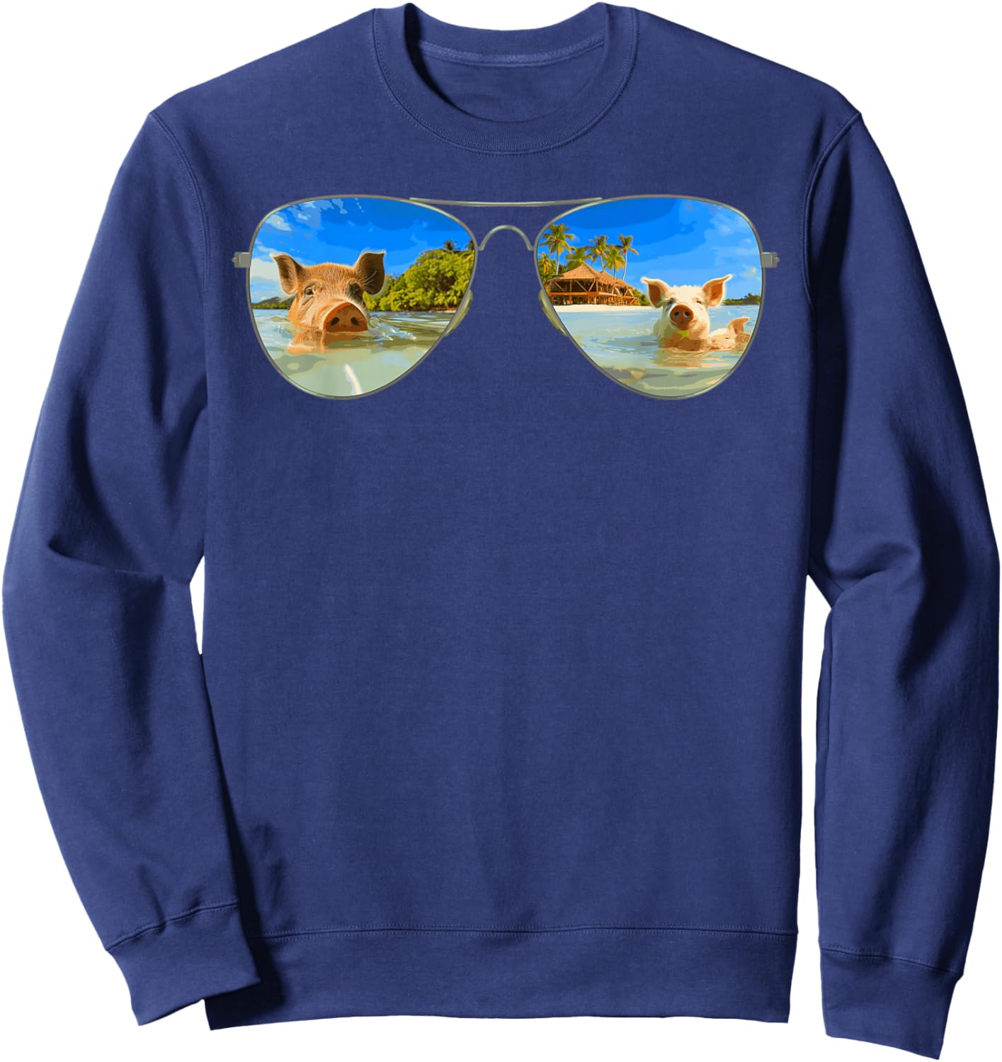 The Bahamas Pigs Swimming Sunglasses Caribbean Beach Summer Sweatshirt - Sweatshirt | Navy