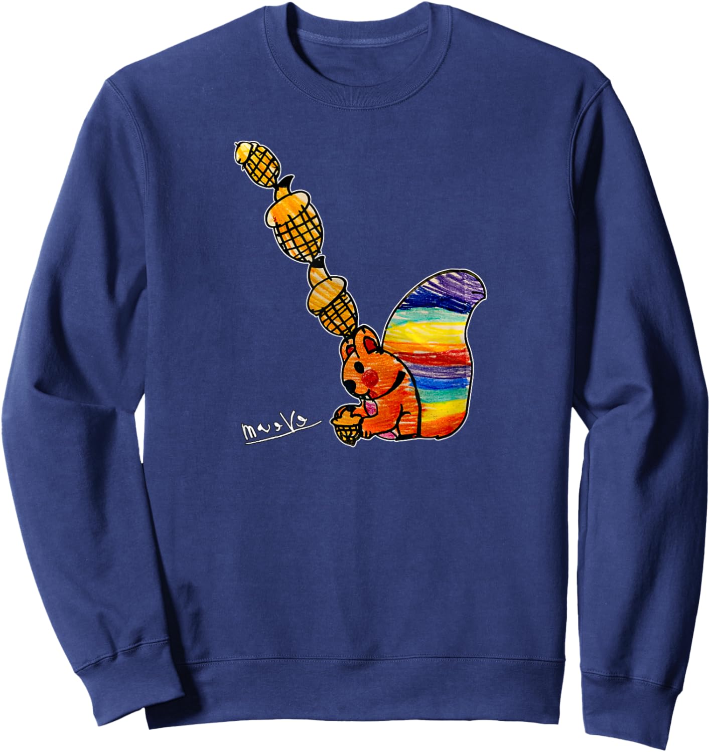 MerchByMaever Rainbow Squirrel Drawing , Small Sweatshirt - Sweatshirt | Navy