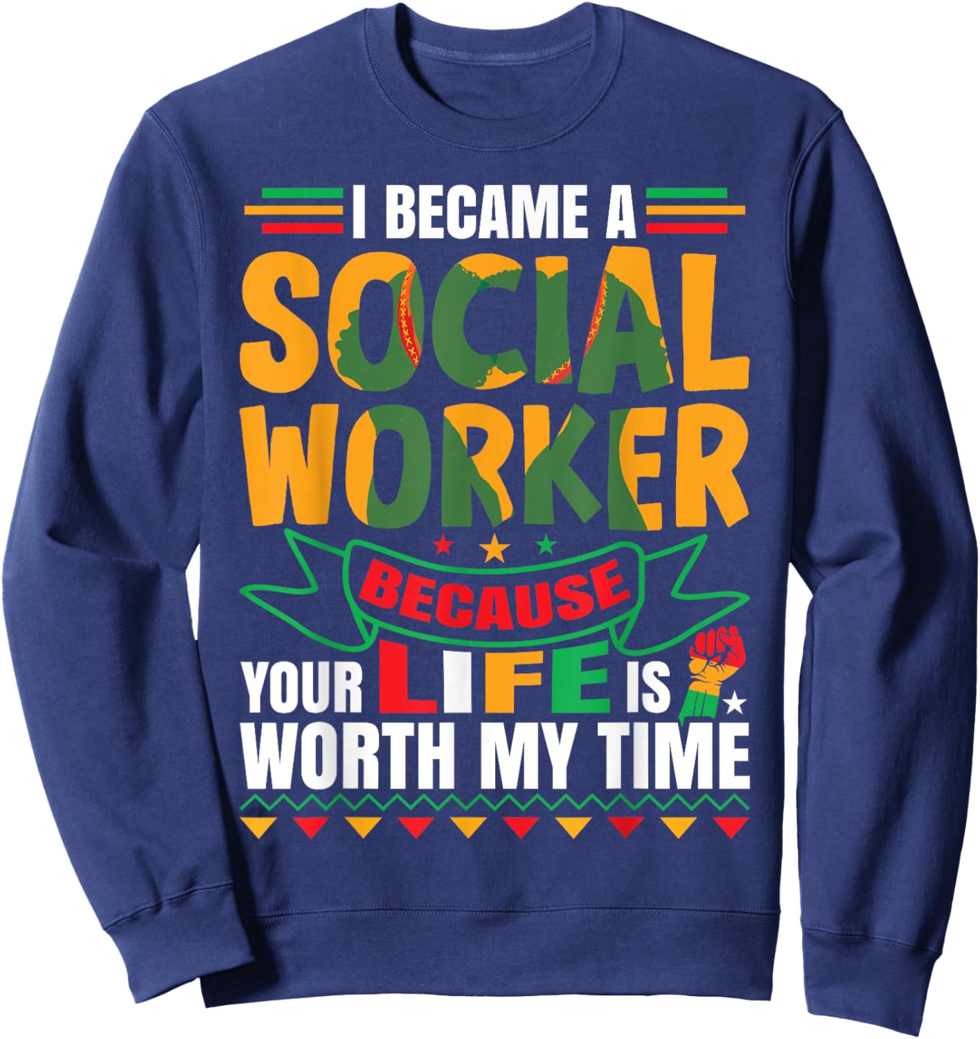 Social Work Appreciation Black Social Worker Sweatshirt - Sweatshirt | Navy