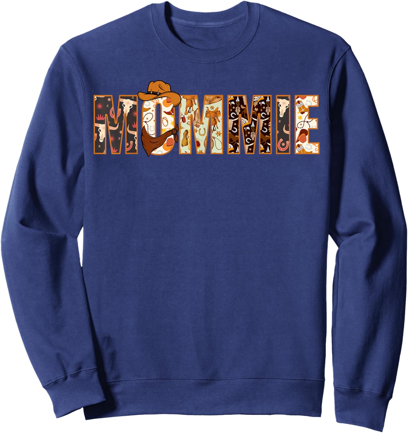 Mommie Western Rodeo Family Matching Birthday Sweatshirt - Sweatshirt | Navy