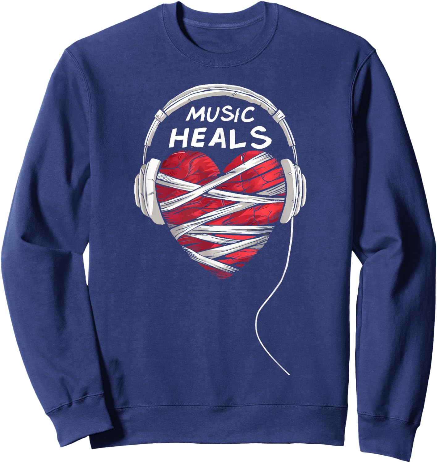 Music Heals Musician Music Lover Sweatshirt - Sweatshirt | Navy