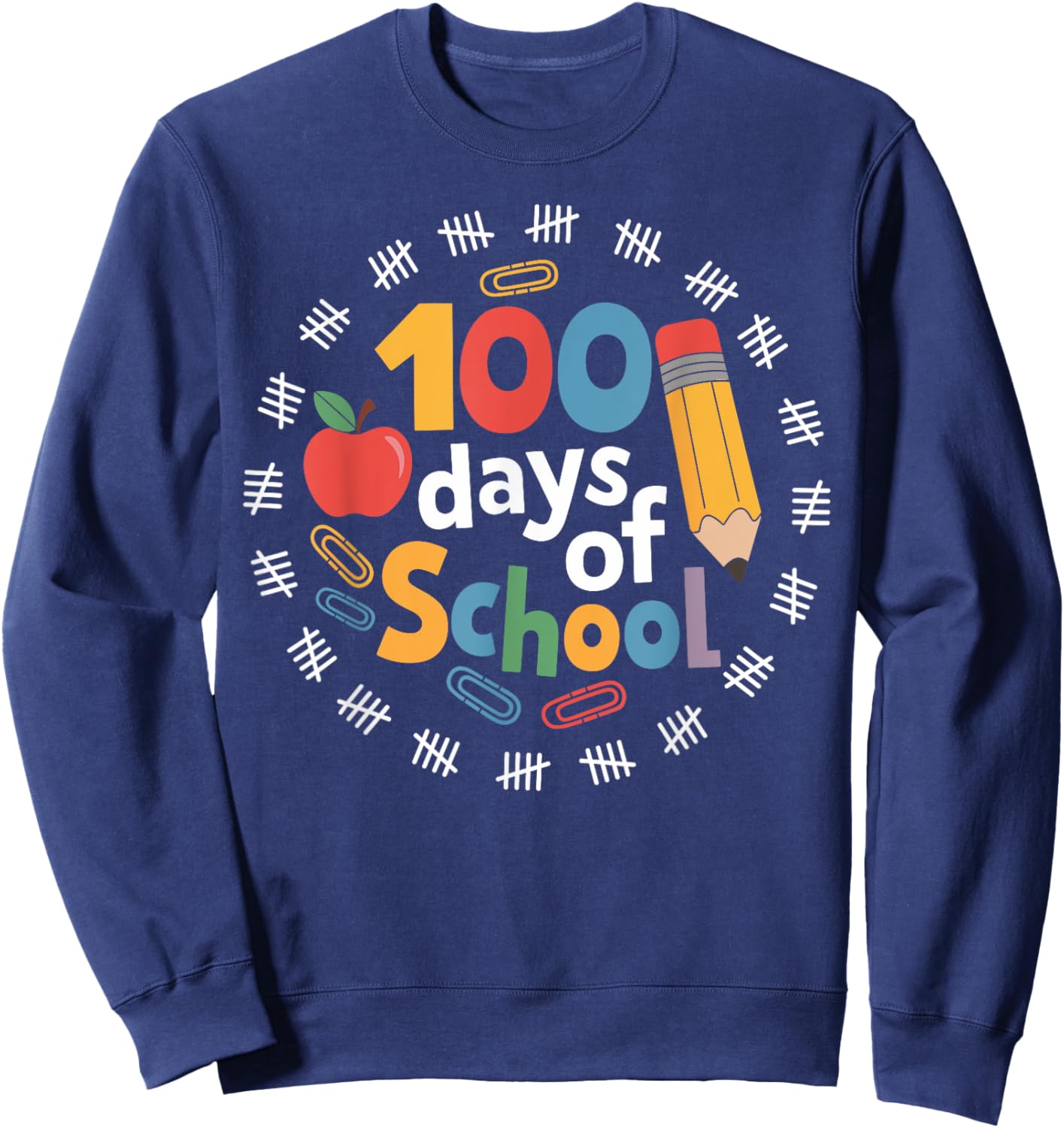 Happy 100th Day of School 100 Days Smarter Teacher Students Sweatshirt - Sweatshirt | Navy