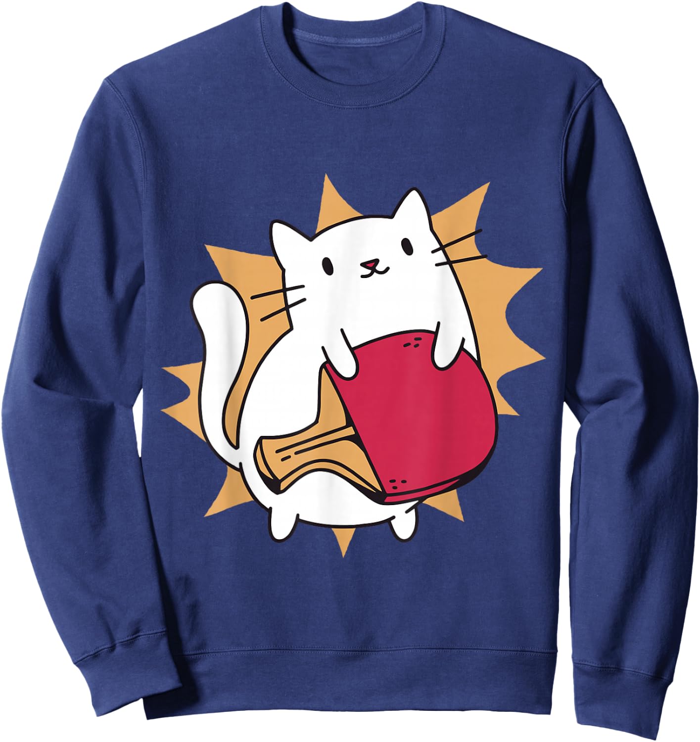 Ping Pong Paddle Ladies Cat Table Tennis Player Cats Sweatshirt - Sweatshirt | Navy
