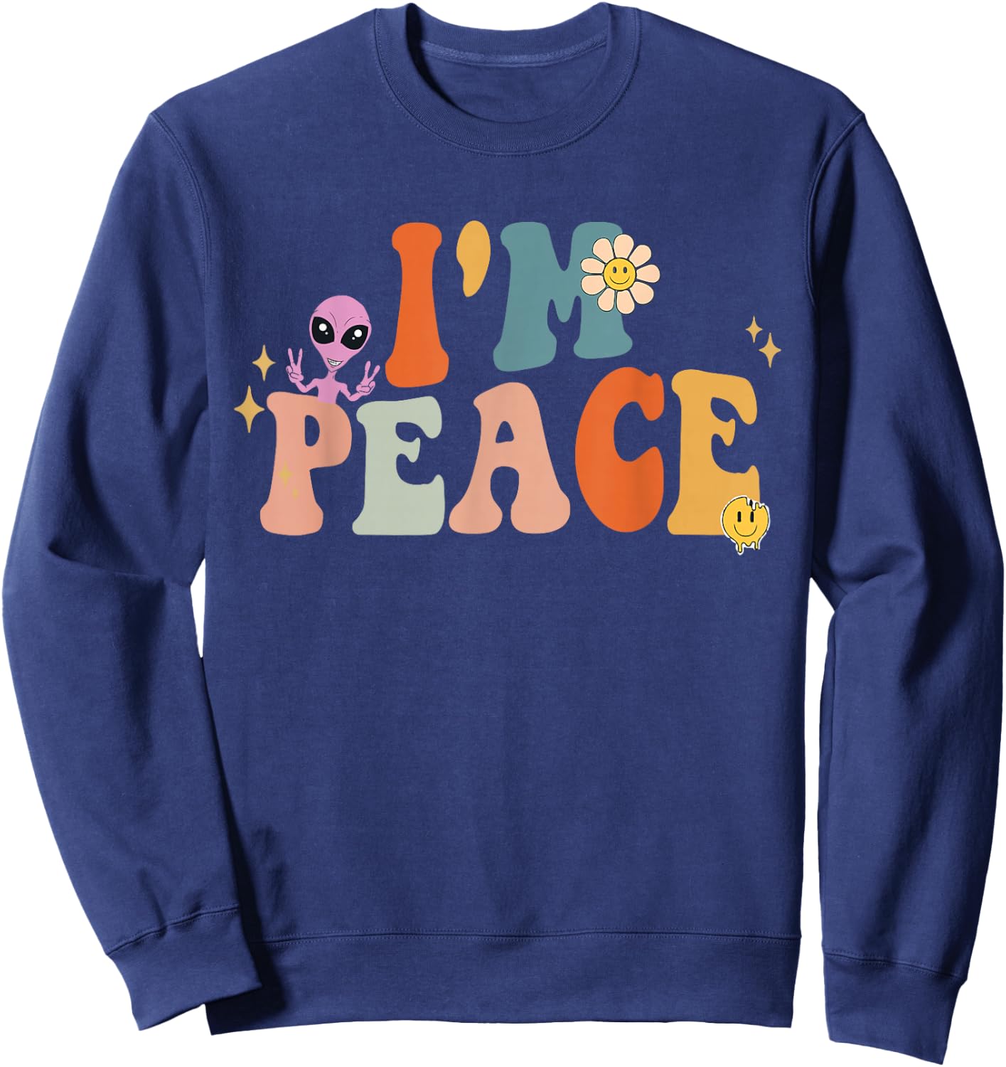 I come in peace Im peace groovy matching couples Sweatshirt - Sweatshirt | Navy