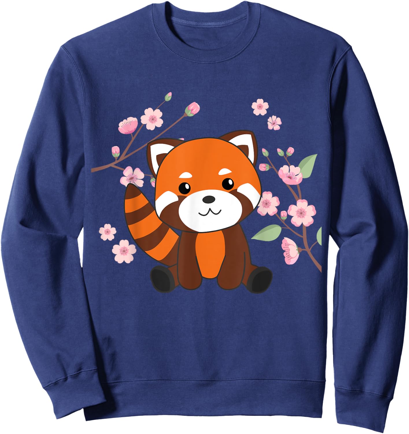Red Panda Sweet Animals For Kawaii Cherry Blossoms Sweatshirt - Sweatshirt | Navy