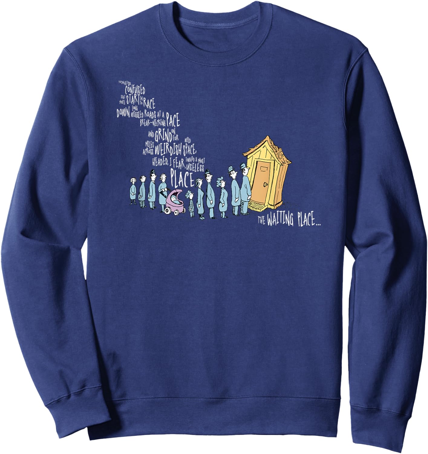 Dr. Seuss Oh the Places You'll Go - The Waiting Place Black Sweatshirt - Sweatshirt | Navy