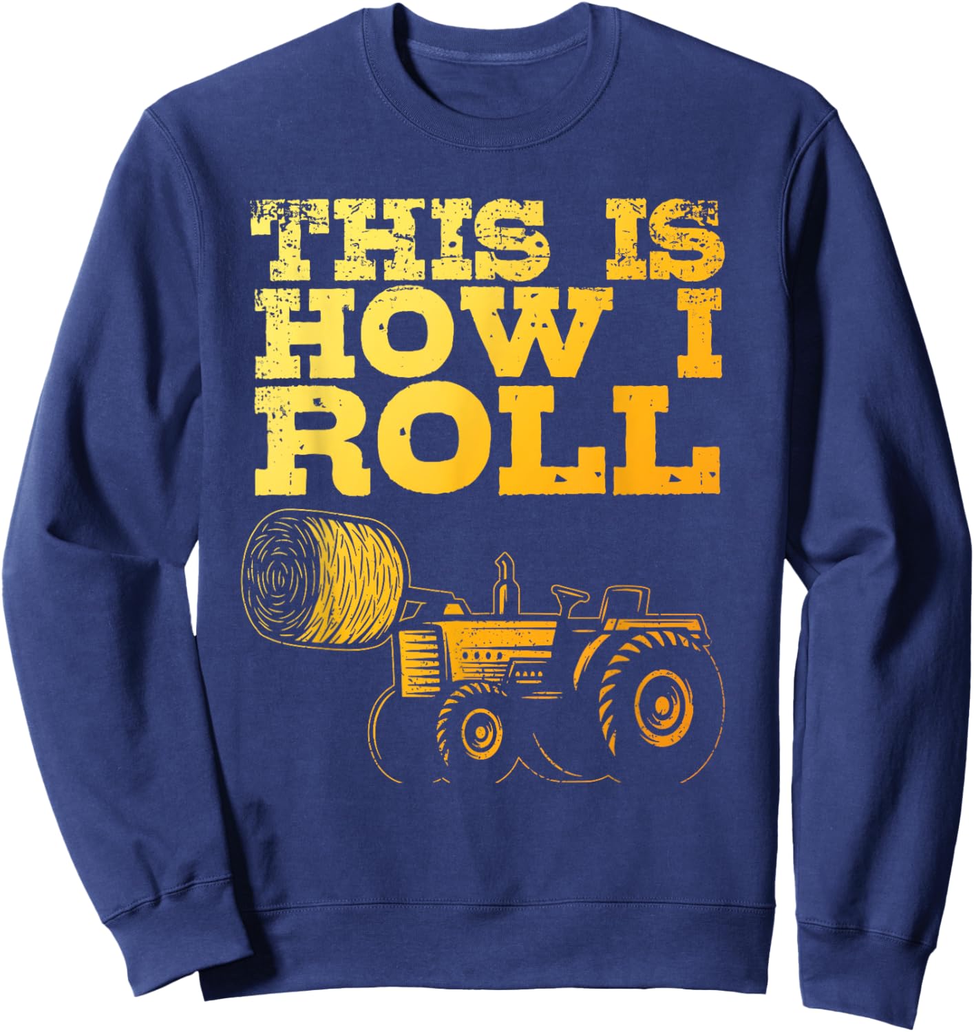 Farmer Art Women Tractor Farming Hay Bale Cow Farmer Sweatshirt - Sweatshirt | Navy