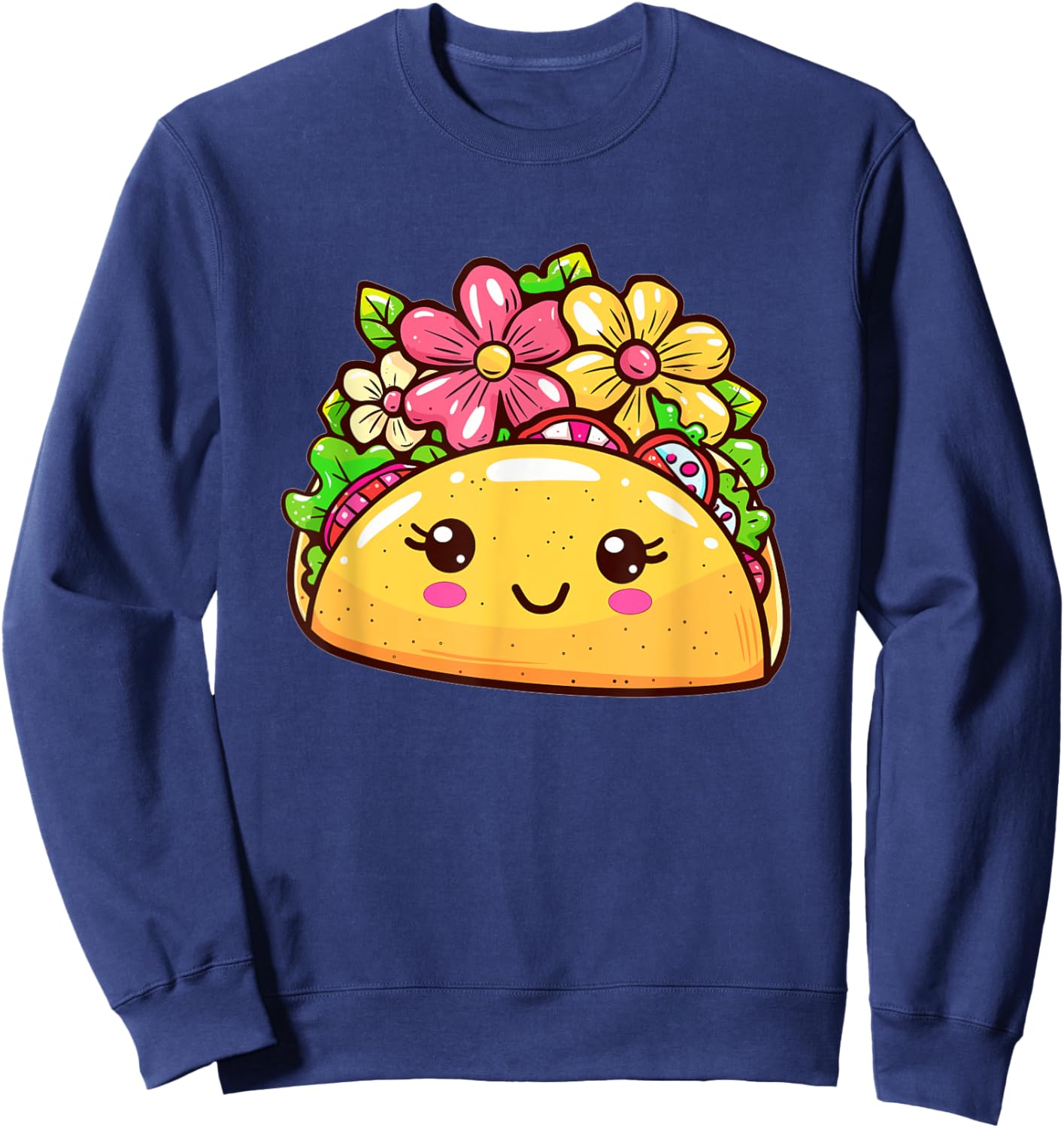 Cartoon Taco I Cute Taco Sweatshirt - Sweatshirt | Navy