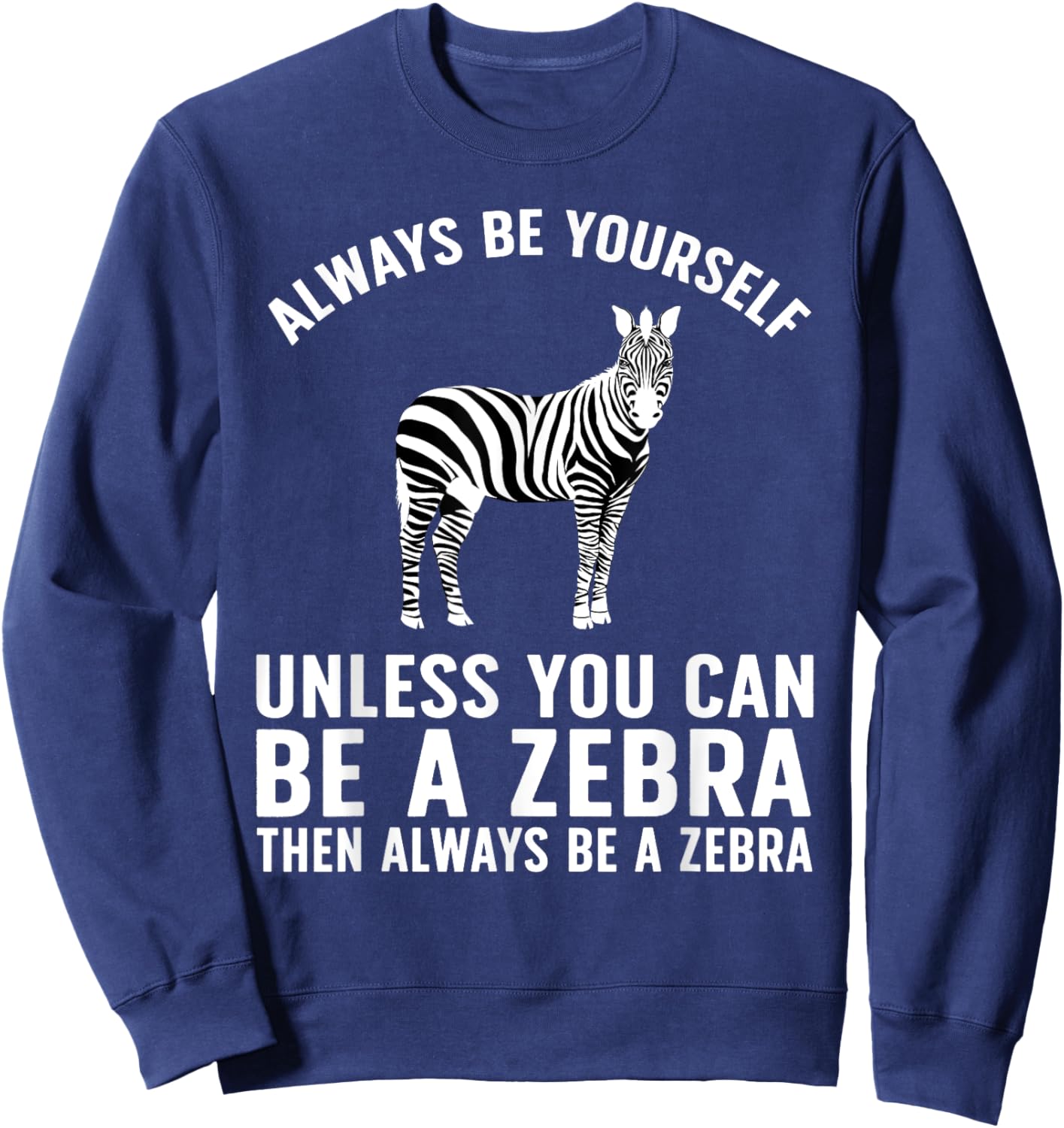 Funny Zebra Art Women Kids Zoo Animal Safari Zebra Sweatshirt - Sweatshirt | Navy