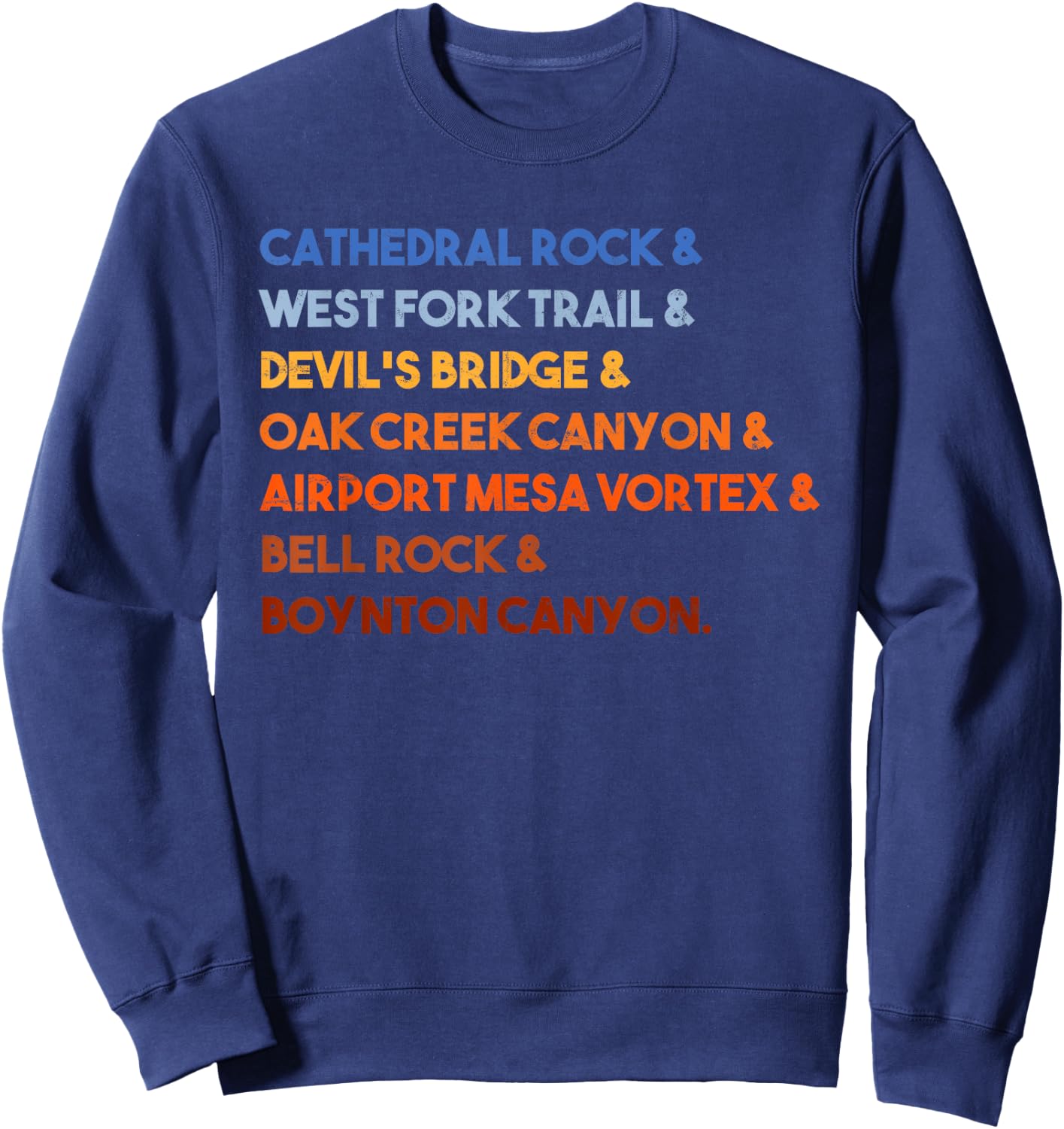 Seven Wonders of Sedona Arizona Vintage Hiking Red Rocks Sweatshirt - Sweatshirt | Navy