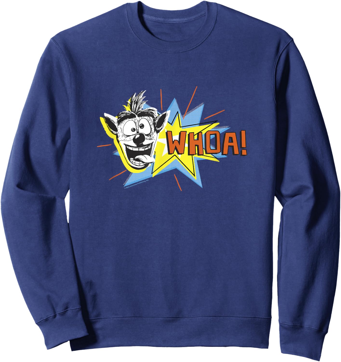 Crash Bandicoot Retro Nineties Pop Art Comic Crash Whoa! Sweatshirt - Sweatshirt | Navy