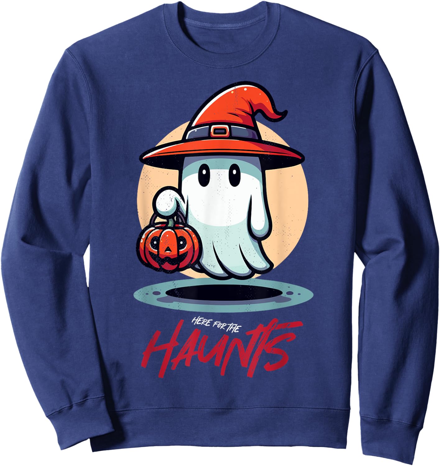 Halloween ghost. Here for the Haunts. Sweatshirt - Sweatshirt | Navy
