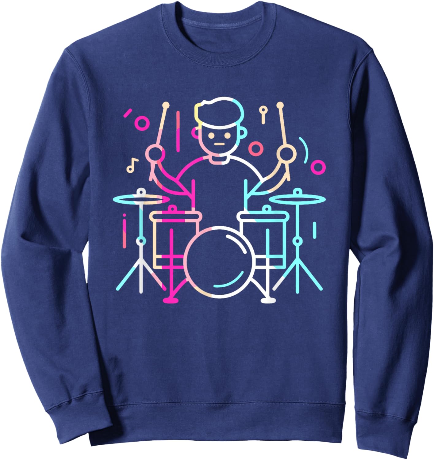 Drummer Boy Drawing Musician Drum Music Sweatshirt - Sweatshirt | Navy