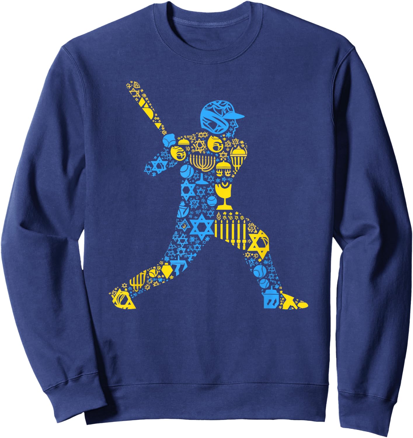 Baseball Menorah Dreidel Jewish Hanukkah Kids Sweatshirt - Sweatshirt | Navy