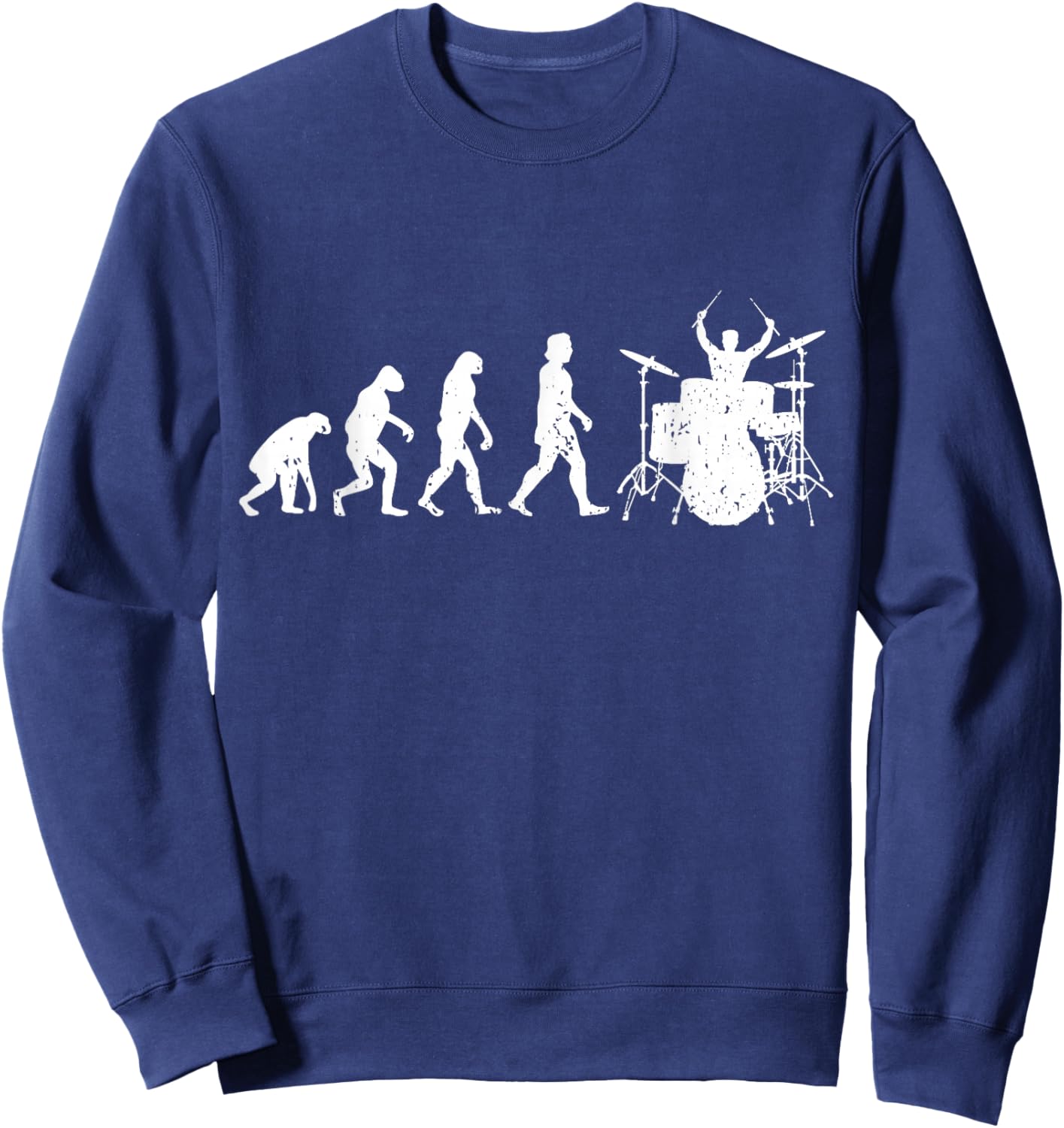 Drumming Evolution Funny Drummer Sweatshirt - Sweatshirt | Navy