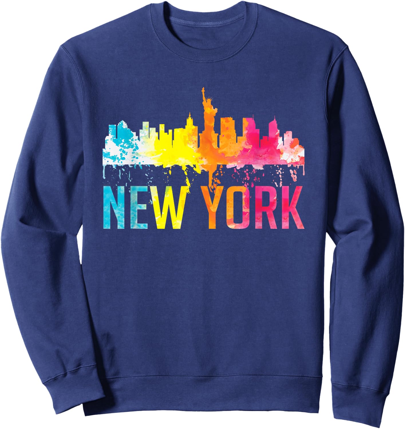 New York City NYC Watercolour Art Big Apple Skyline Souvenir Sweatshirt - Sweatshirt | Navy