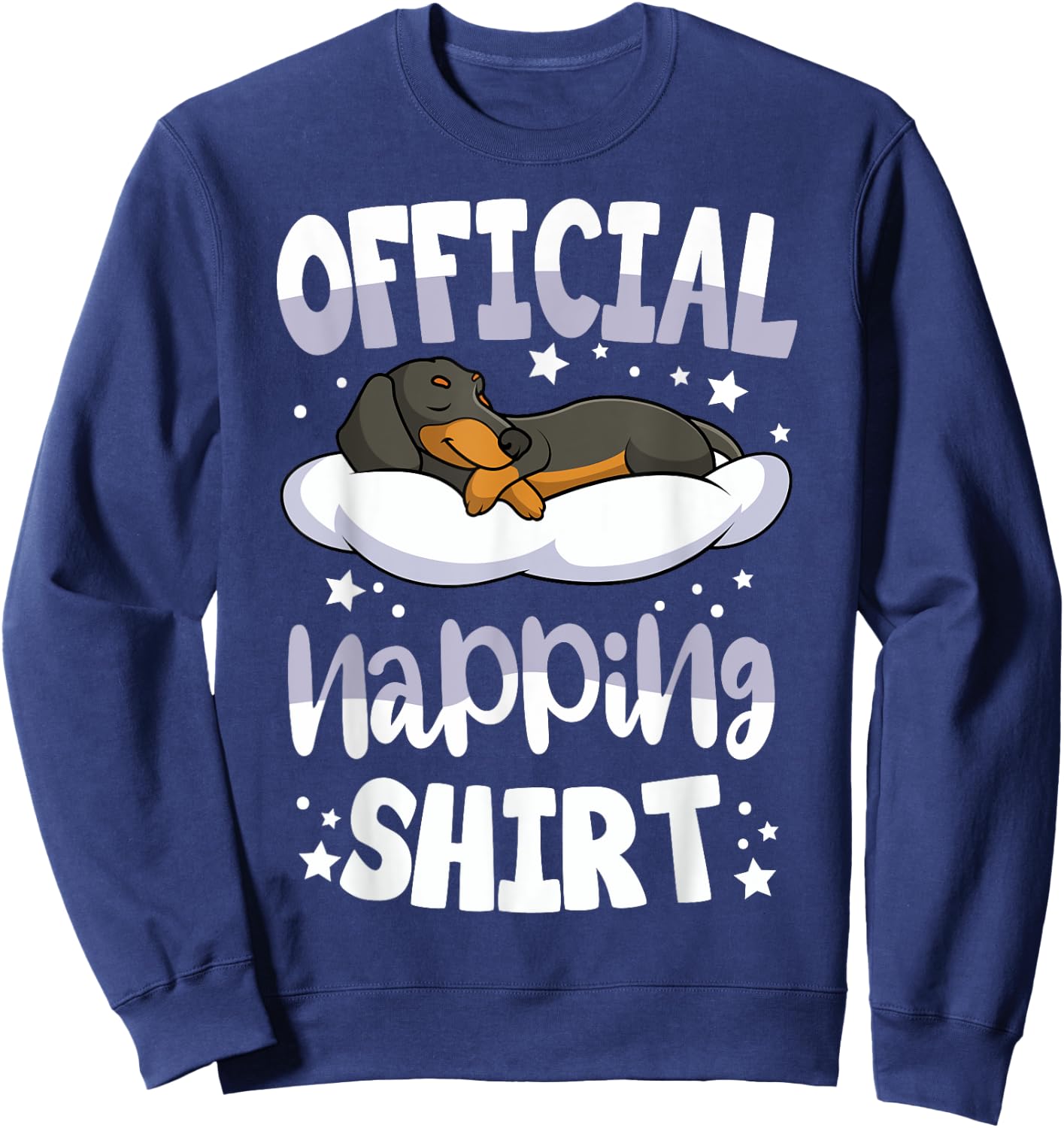 Official Napping Weiner Dog Pyjama Gift Dachshund Dog Lover Sleeping , -Adults, Black, Small, Short Sleeve Sweatshirt - Sweatshirt | Navy
