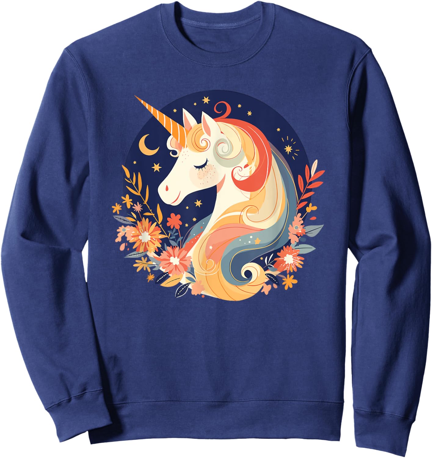 Majestic Sunset Unicorn Art Mystical Creature Fantasy Sweatshirt - Sweatshirt | Navy
