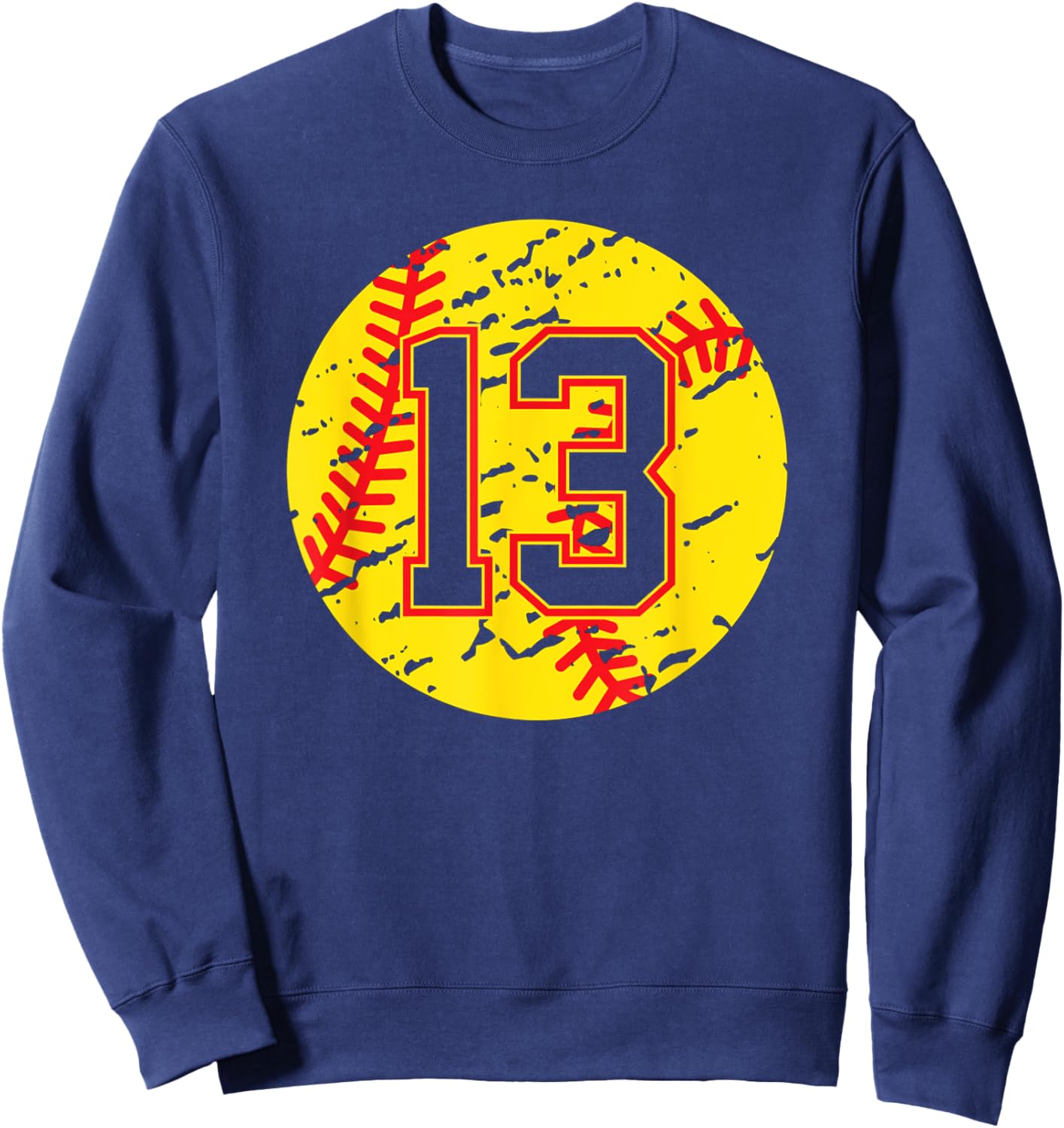 Softball Number 13 Mom Show Support Favorite Player Sweatshirt - Sweatshirt | Navy