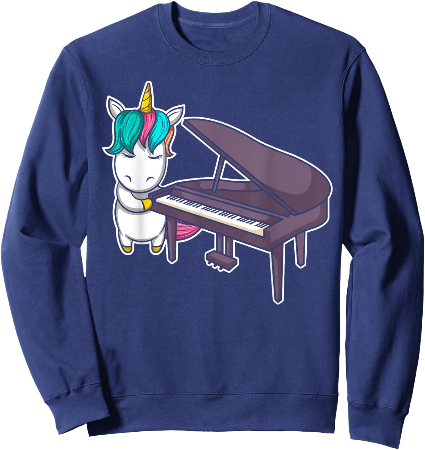 Cute Grand Piano Player Pianist Musician I Unicorn Sweatshirt - Sweatshirt | Navy