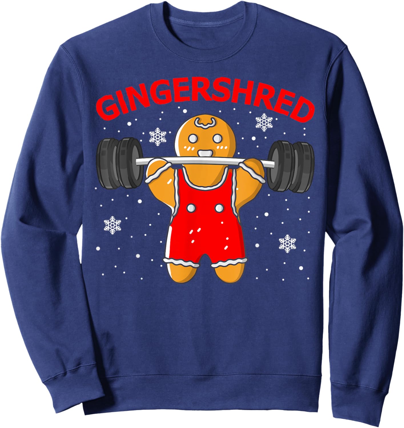 Funny Gingershred Gingerbread Man Gym Squad Xmas Holiday Sweatshirt - Sweatshirt | Navy