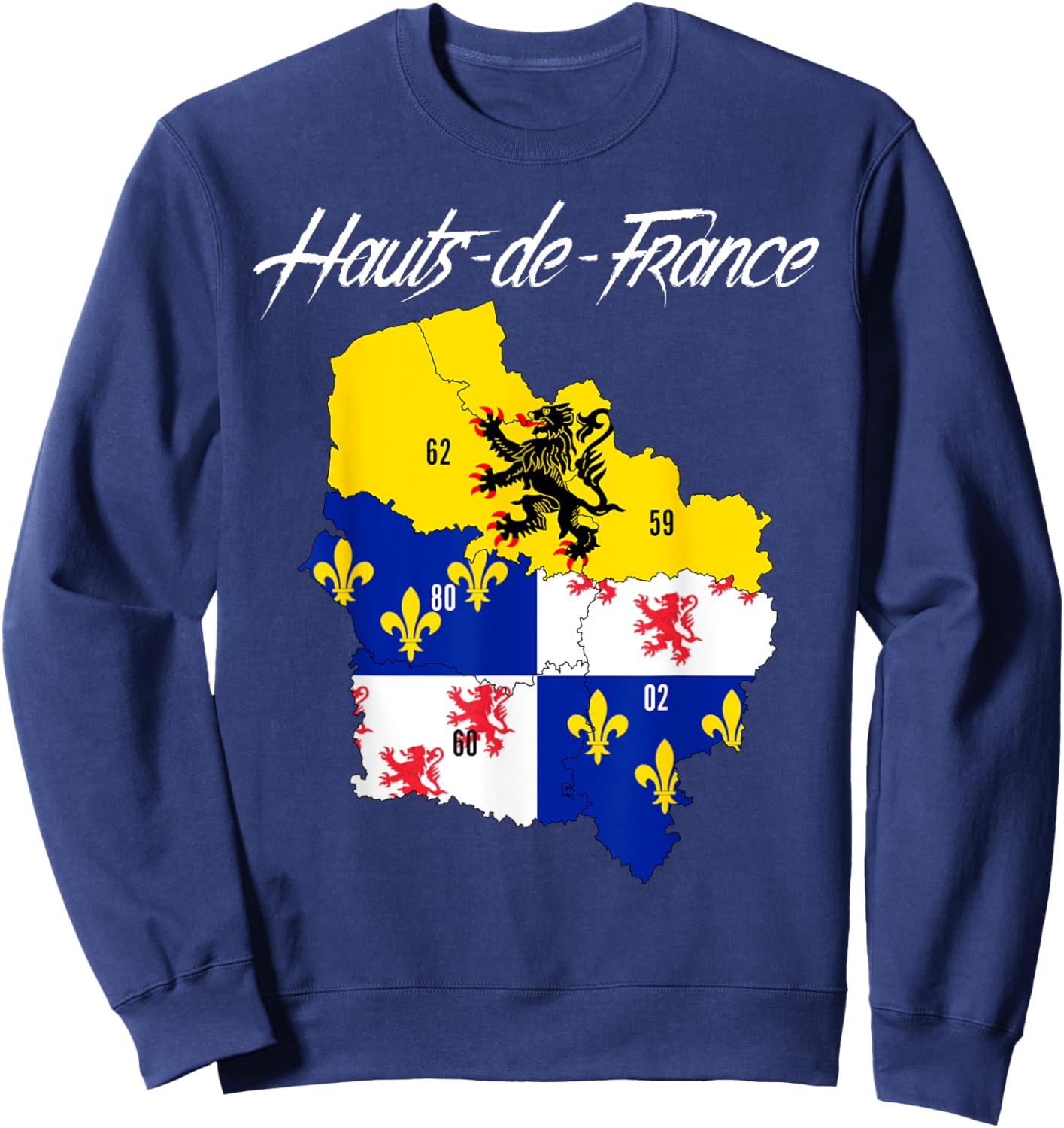 Map Flag of Hauts-de-France, French Region Sweatshirt - Sweatshirt | Navy