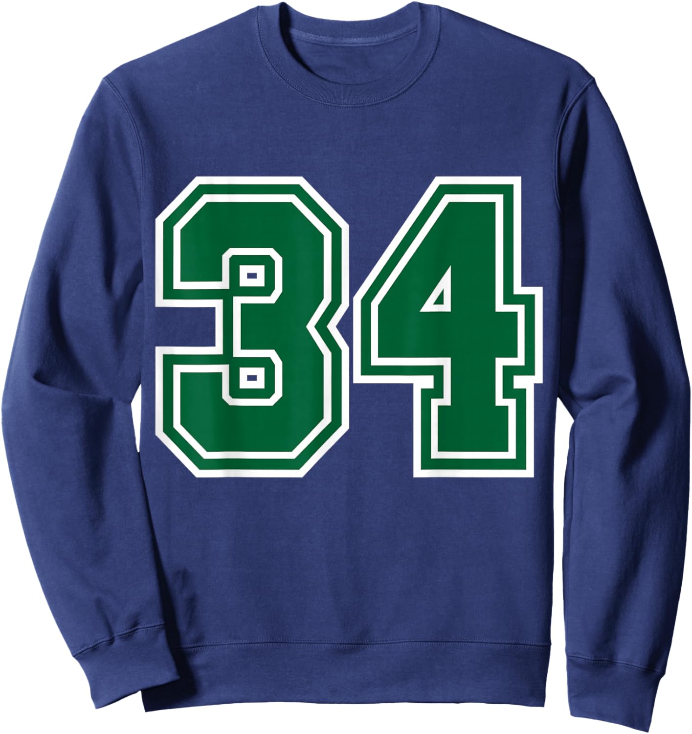 Green Sports Team Number #34 Sweatshirt - Sweatshirt | Navy