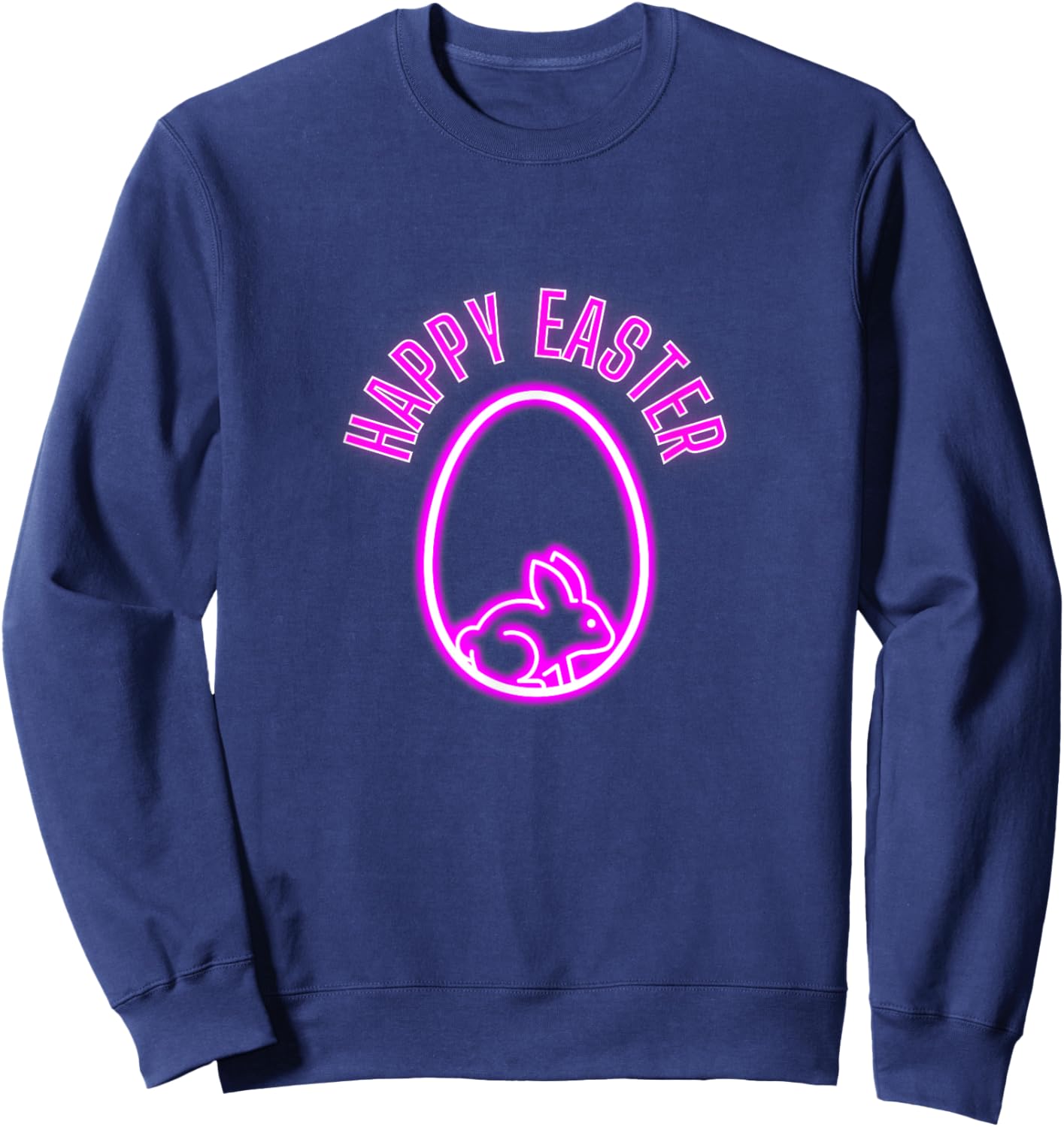 Happy Easter Day Bunny Eggs neon pink Sweatshirt - Sweatshirt | Navy