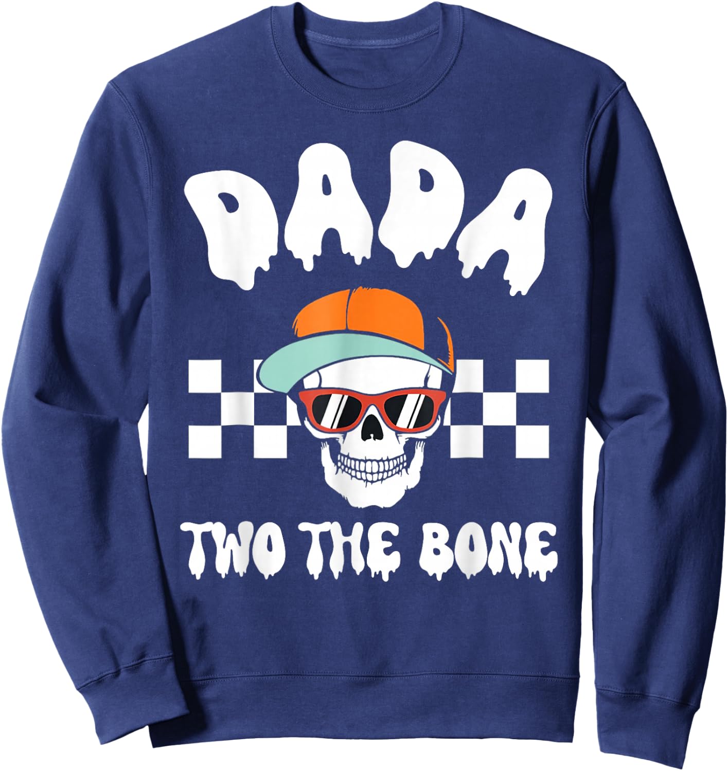 Dada Two The Bone Skeleton Halloween 2nd Birthday Gigi Sweatshirt - Sweatshirt | Navy