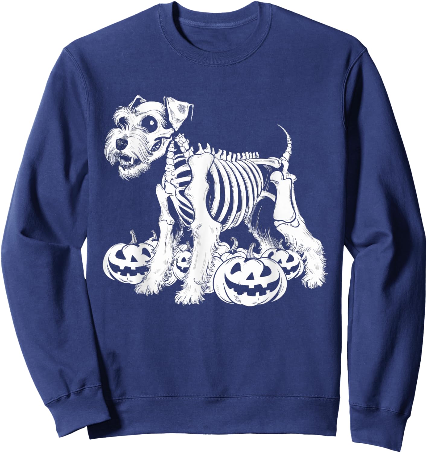 Miniature Schnauzer Skeleton Birthday Halloween Sweatshirt - Sweatshirt | Navy