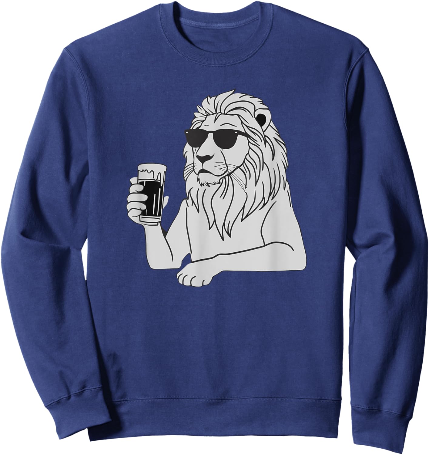 Cool Sunglasses Lion Drinking Beer Lions Sweatshirt - Sweatshirt | Navy
