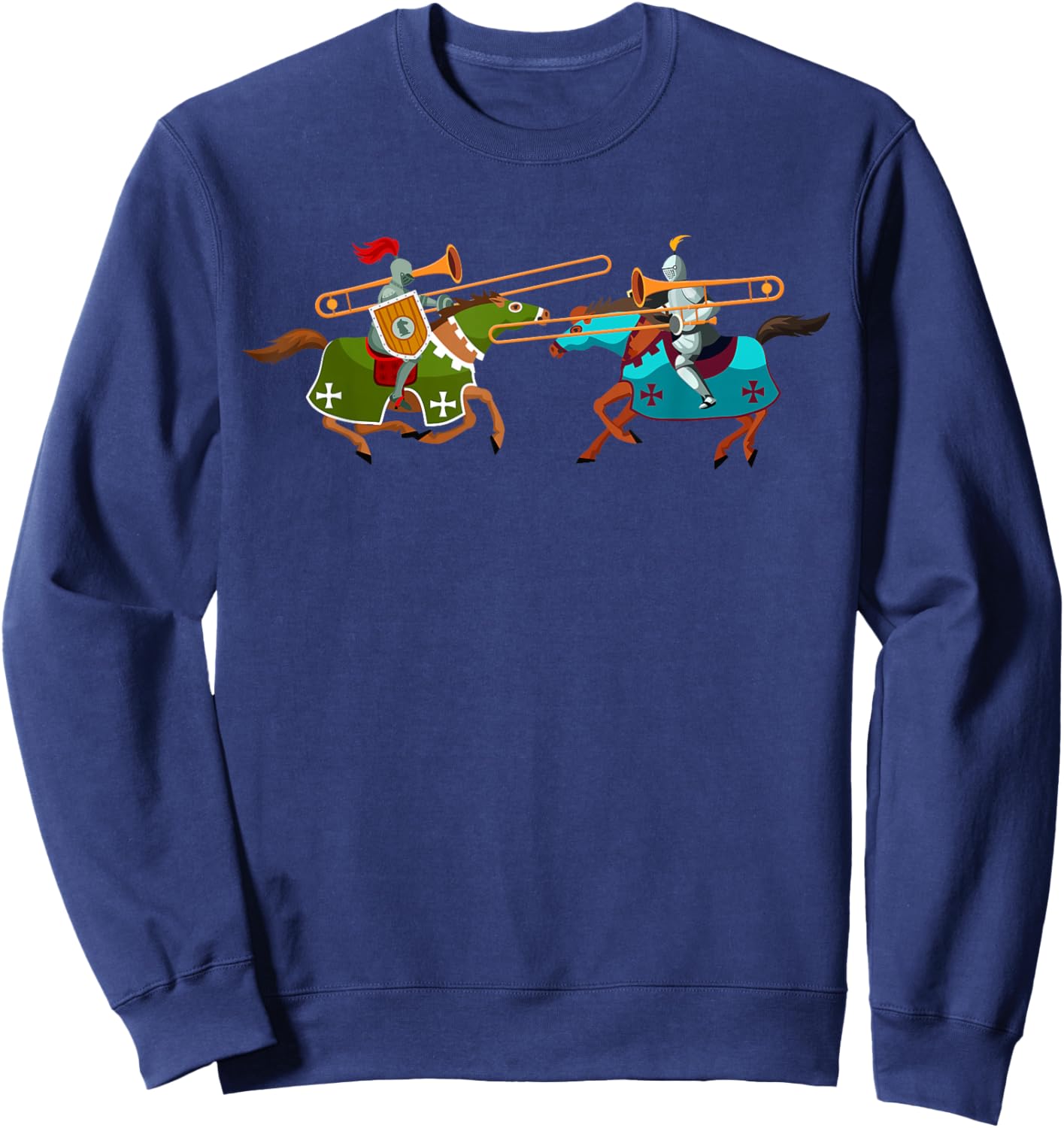Funny Trombone Fight Trombonist Jazz Music Novelty Sweatshirt - Sweatshirt | Navy