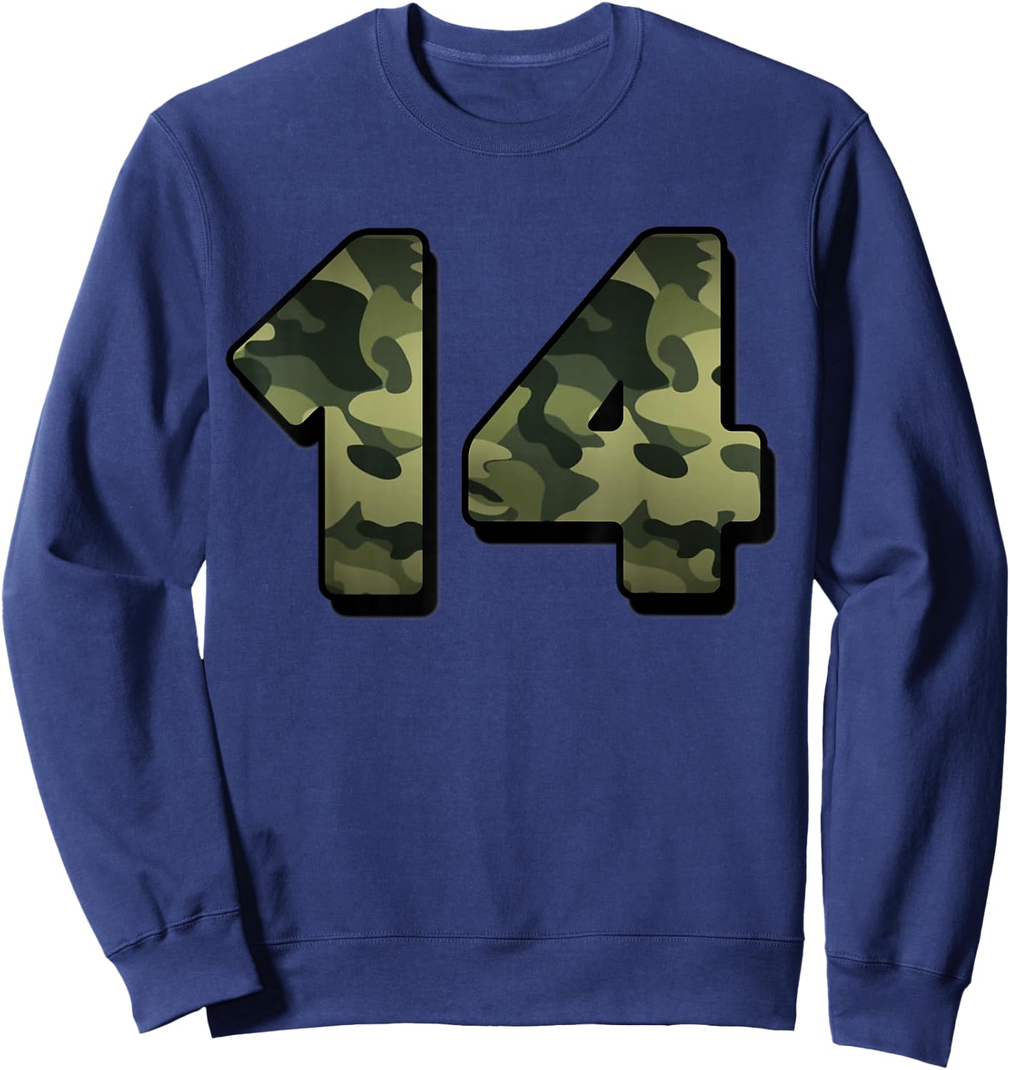 14th Birthday 14 Years Old Party Camouflage Gift Sweatshirt - Sweatshirt | Navy