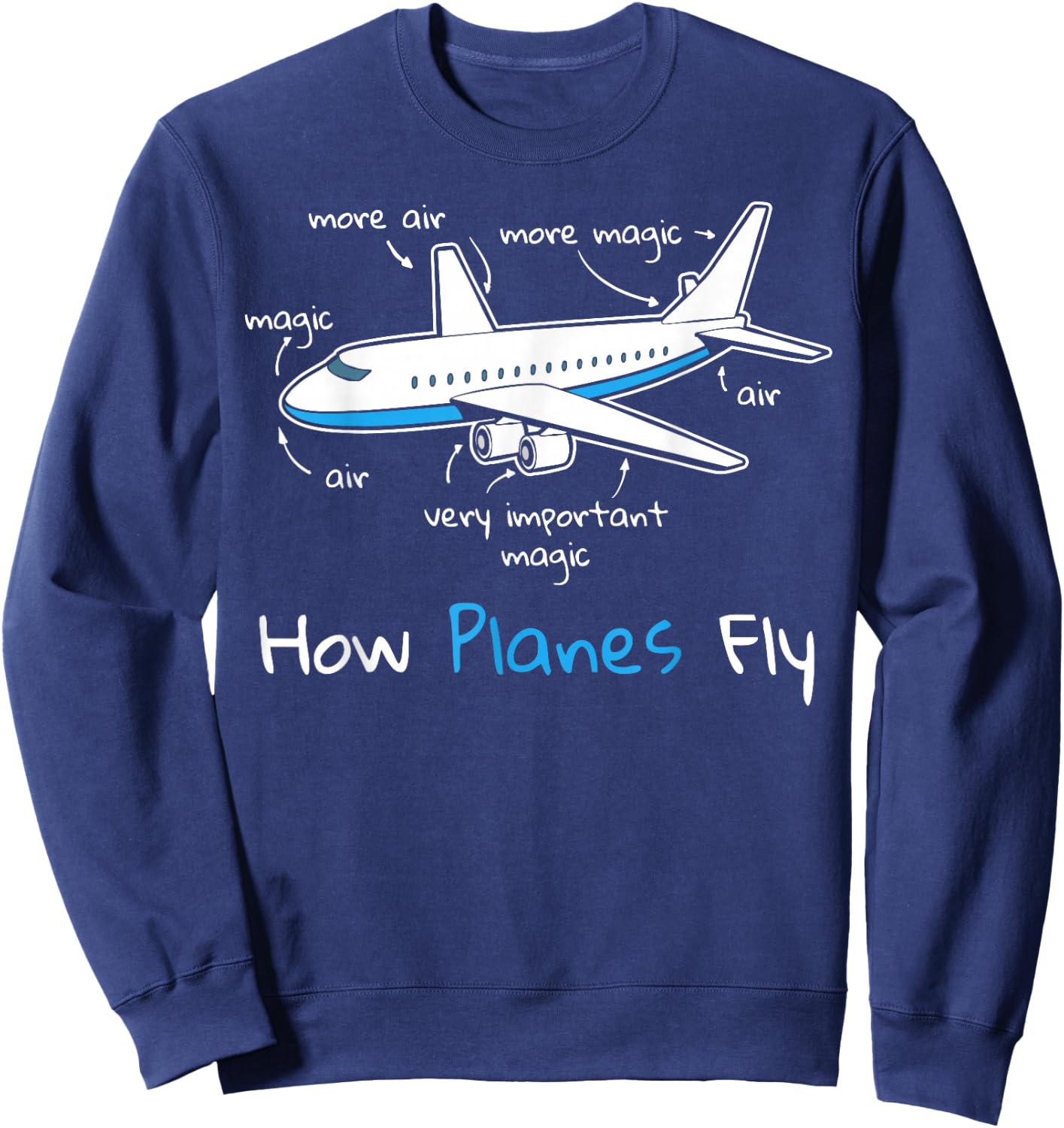 How Planes Fly Aerospace Engineering design | Aviation gift Sweatshirt - Sweatshirt | Navy