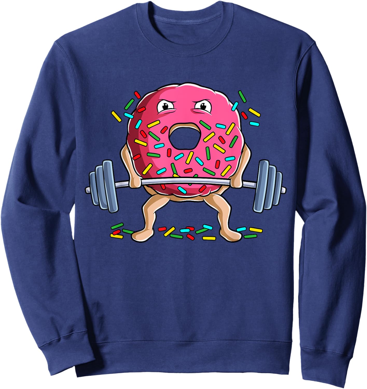 Weightlifting Funny Gym Bodybuilding Deadlift Workout Donut Sweatshirt - Sweatshirt | Navy