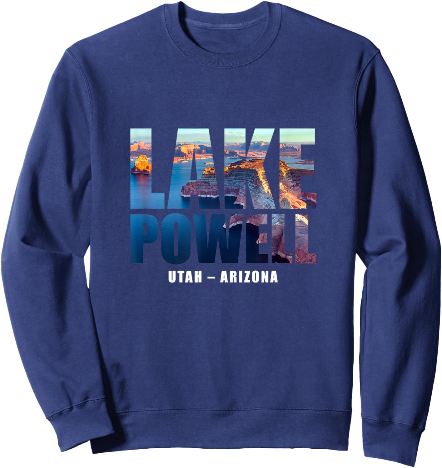 Lake Powell Landscape Inside Bold Letters Travel Souvenir Sweatshirt - Sweatshirt | Navy