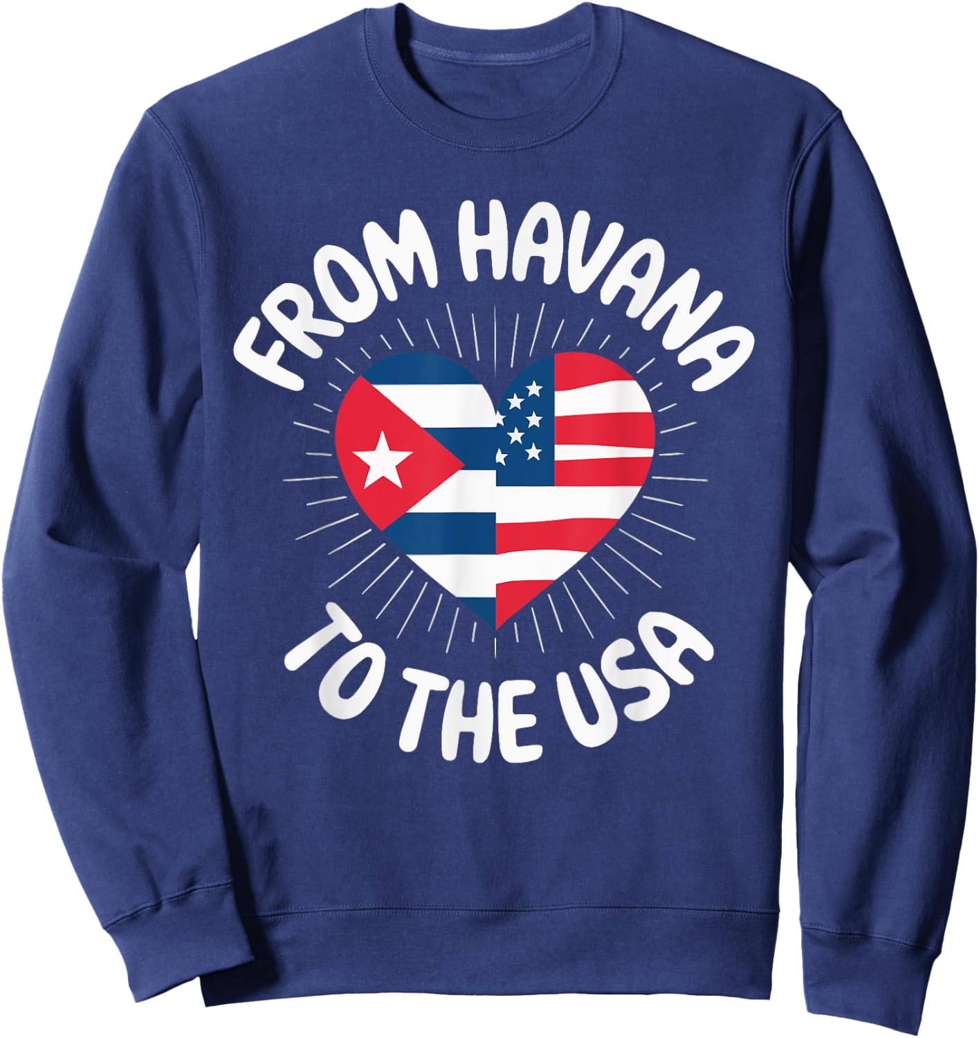 Half Cuban Half American Country USA Flag Cuba America Sweatshirt - Sweatshirt | Navy