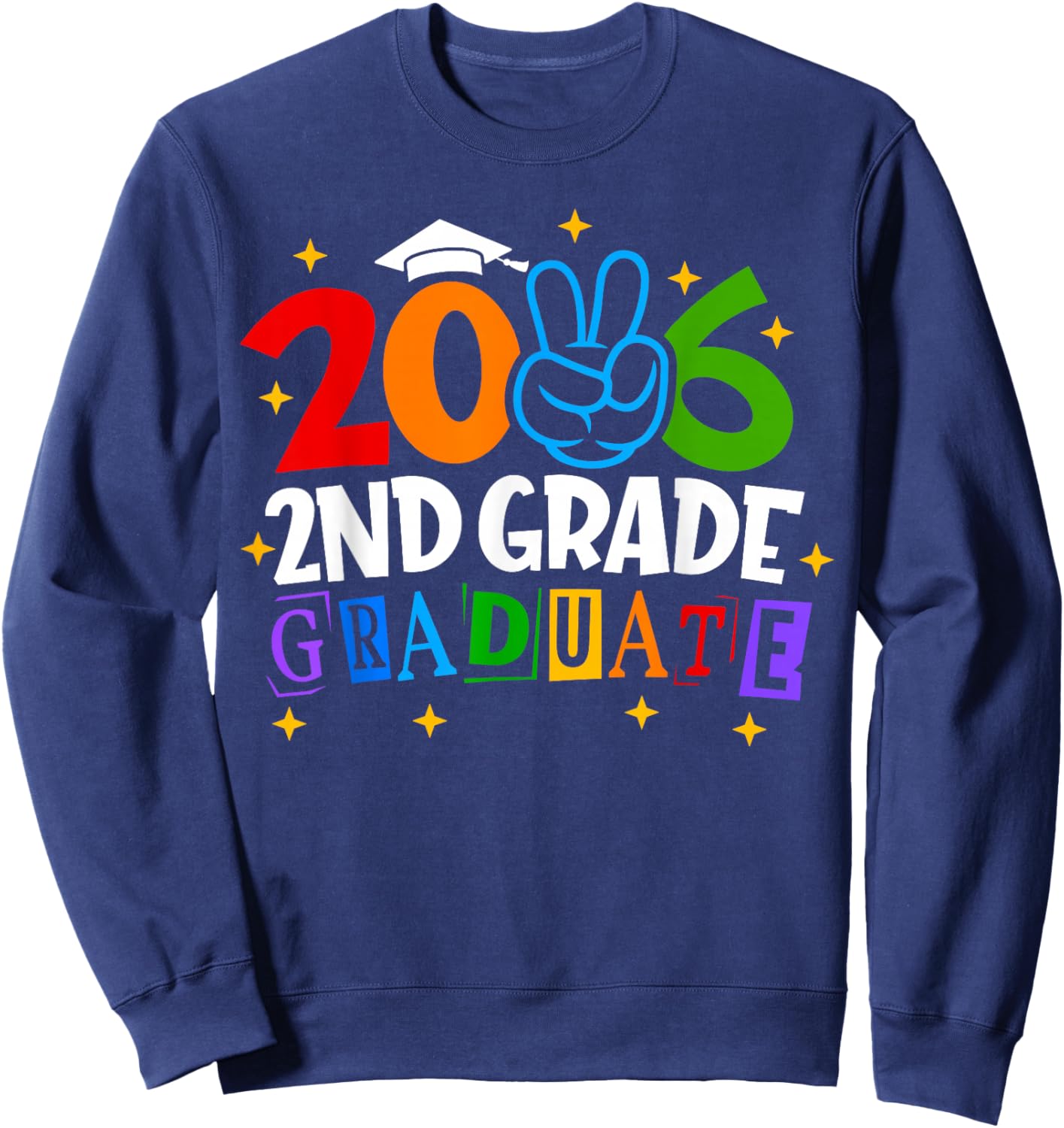2nd Second Grade Graduate 2026 Graduation Class of 2026 Kids Sweatshirt - Sweatshirt | Navy