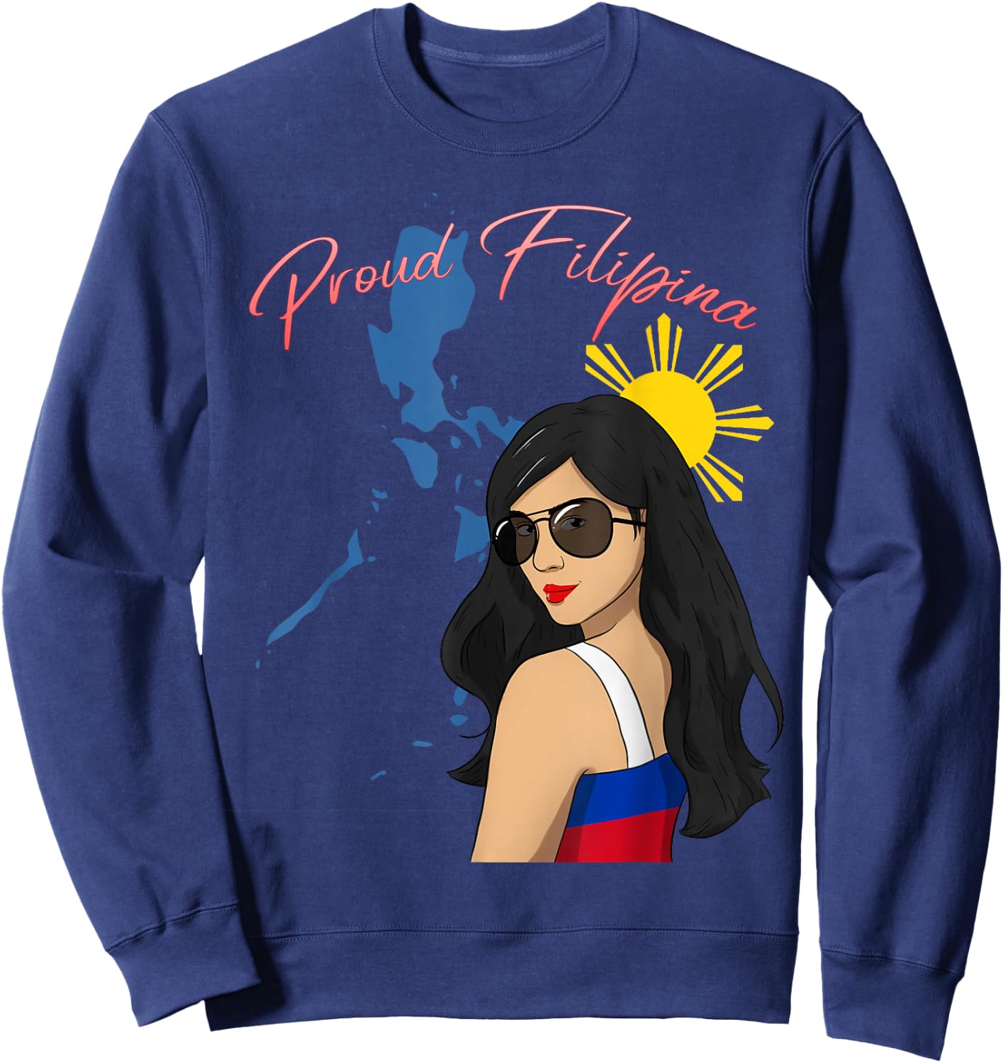Philippines Girl Pinay Proud Filipina Filipino Flag Day Sweatshirt - Sweatshirt | Navy