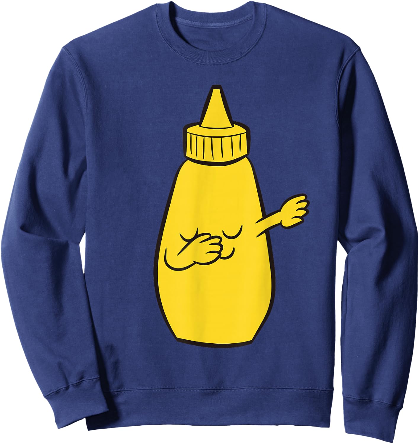 Dabbing Yellow Mustard Squeeze Bottle Funny Dancing Mustard Sweatshirt - Sweatshirt | Navy