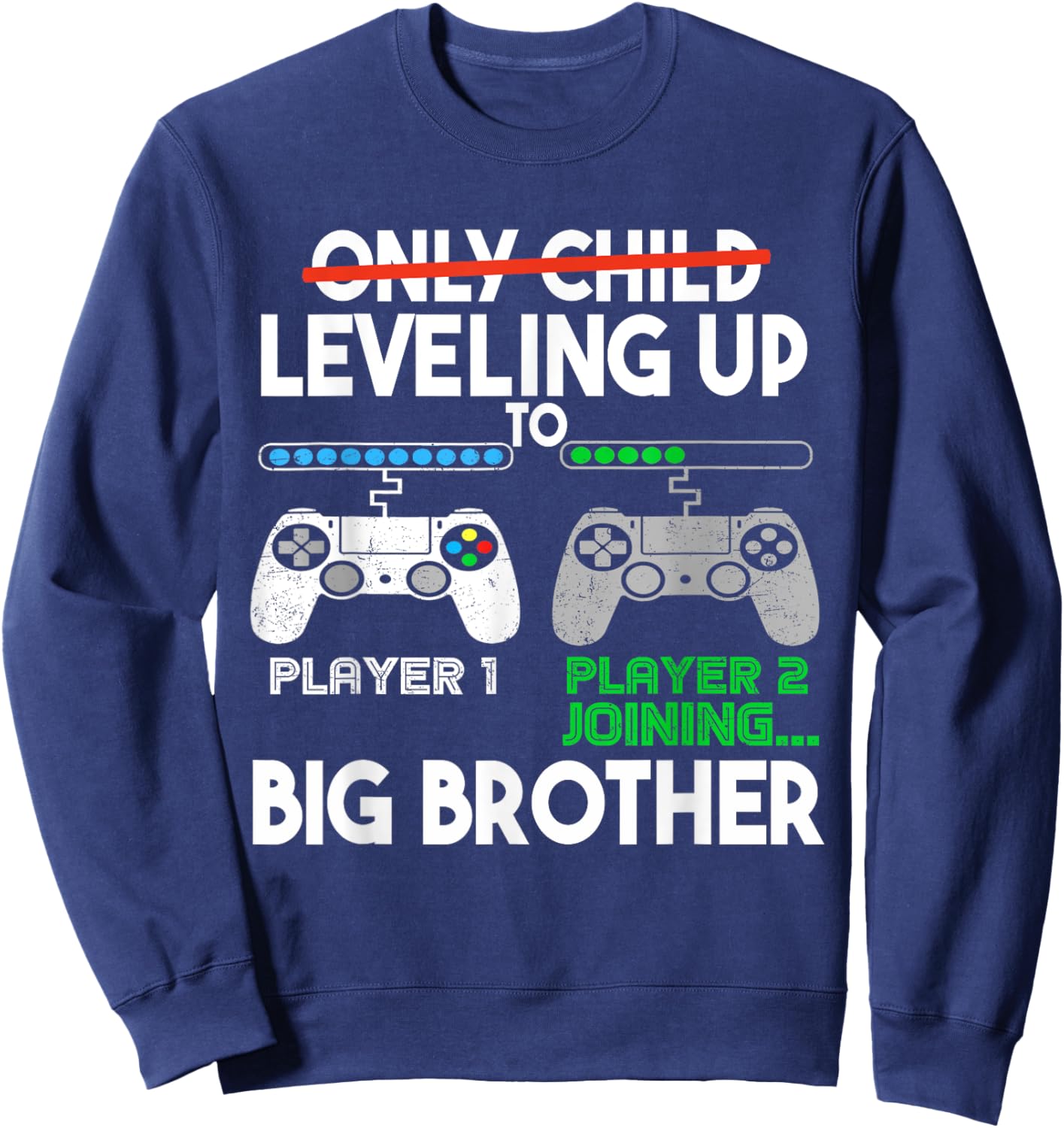 2024 Pregnancy Promoted Big Bro Leveling Up To Big Brother Sweatshirt - Sweatshirt | Navy