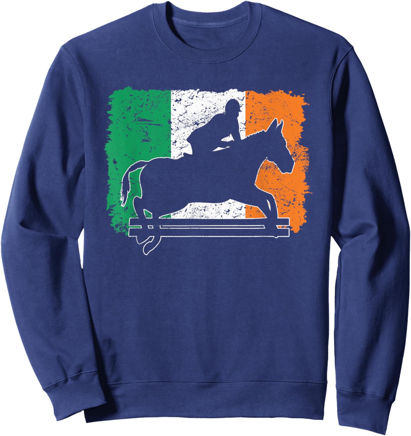 Ireland Flag Vintage Irish Flag Horse Jumping Equestrian Sweatshirt - Sweatshirt | Navy