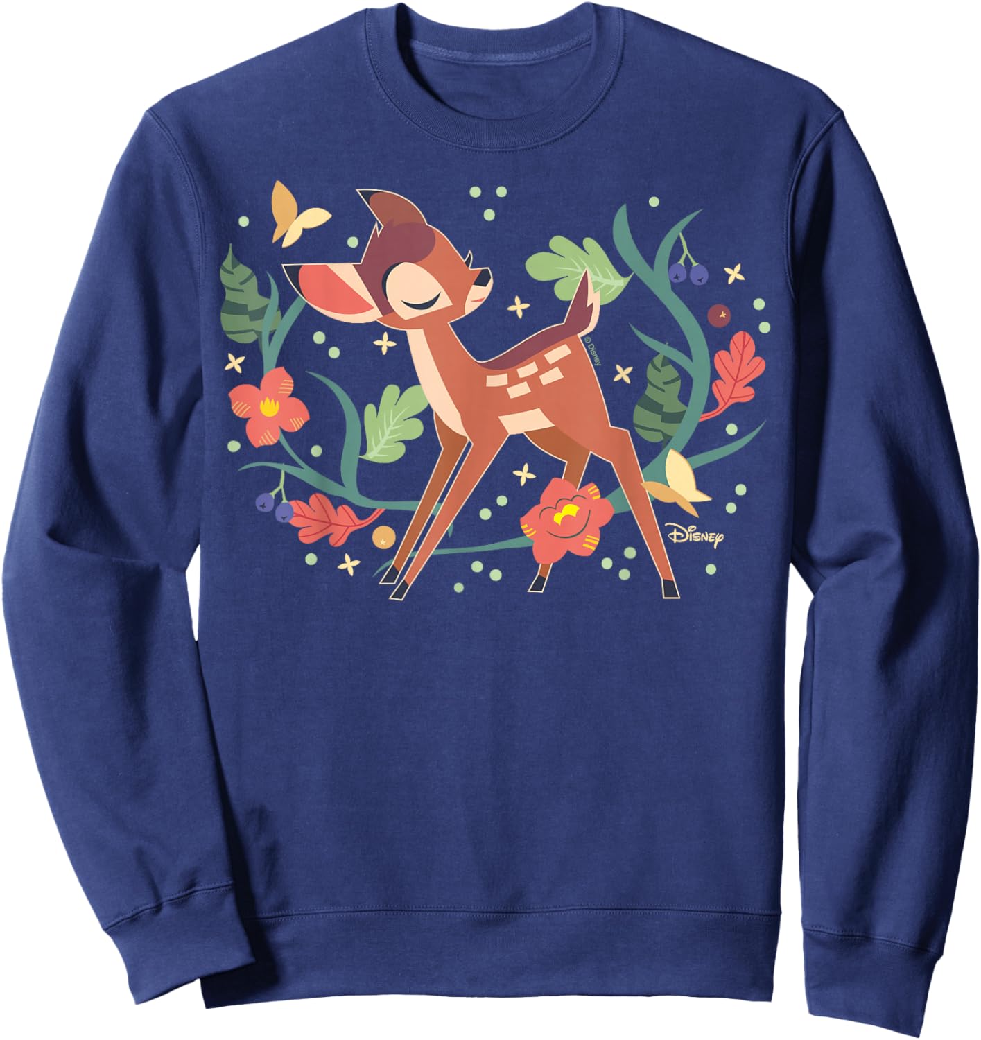 Disney Bambi - Plants Leaves And Flowers Sweatshirt - Sweatshirt | Navy