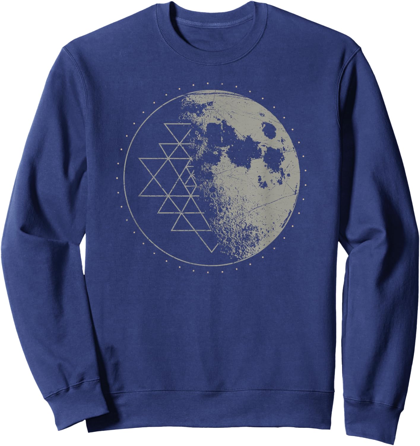 Sacred Geometry Sri Yantra Moon - Psychedelic Vintage Shirt Sweatshirt - Sweatshirt | Navy