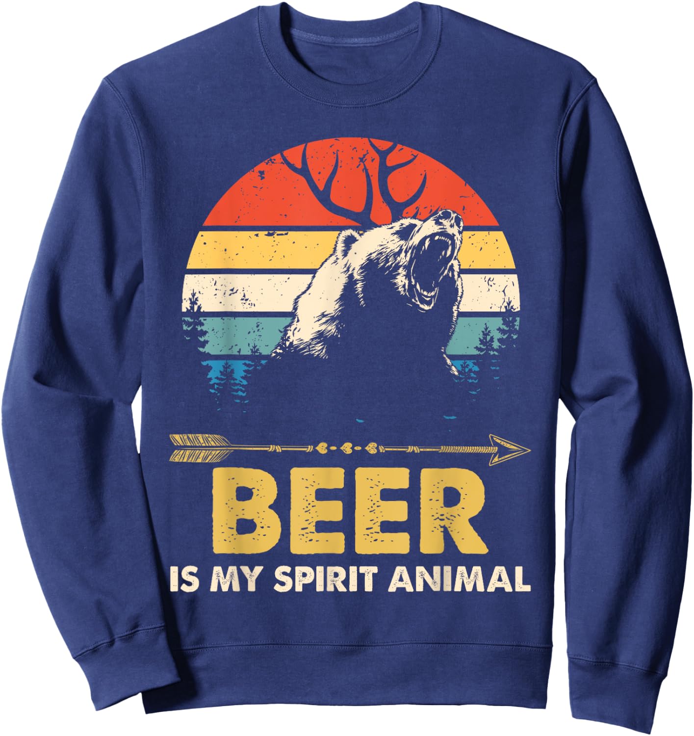 Beer Is My Spirit Animal Bear Deer Beer Gift Sweatshirt - Sweatshirt | Navy