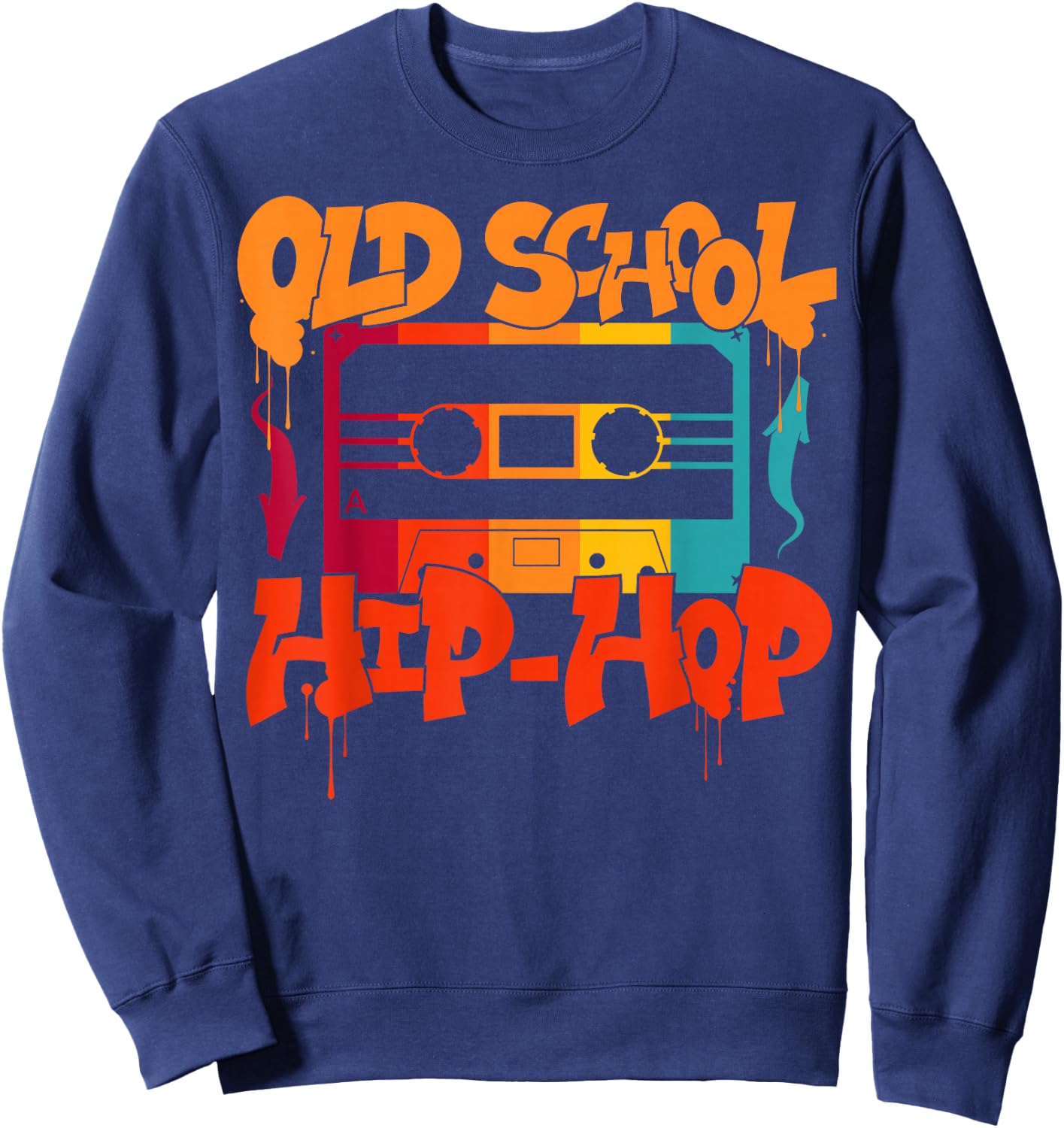 Retro Old School Hip Hop 80s 90s Graffiti Cassette Sweatshirt - Sweatshirt | Navy