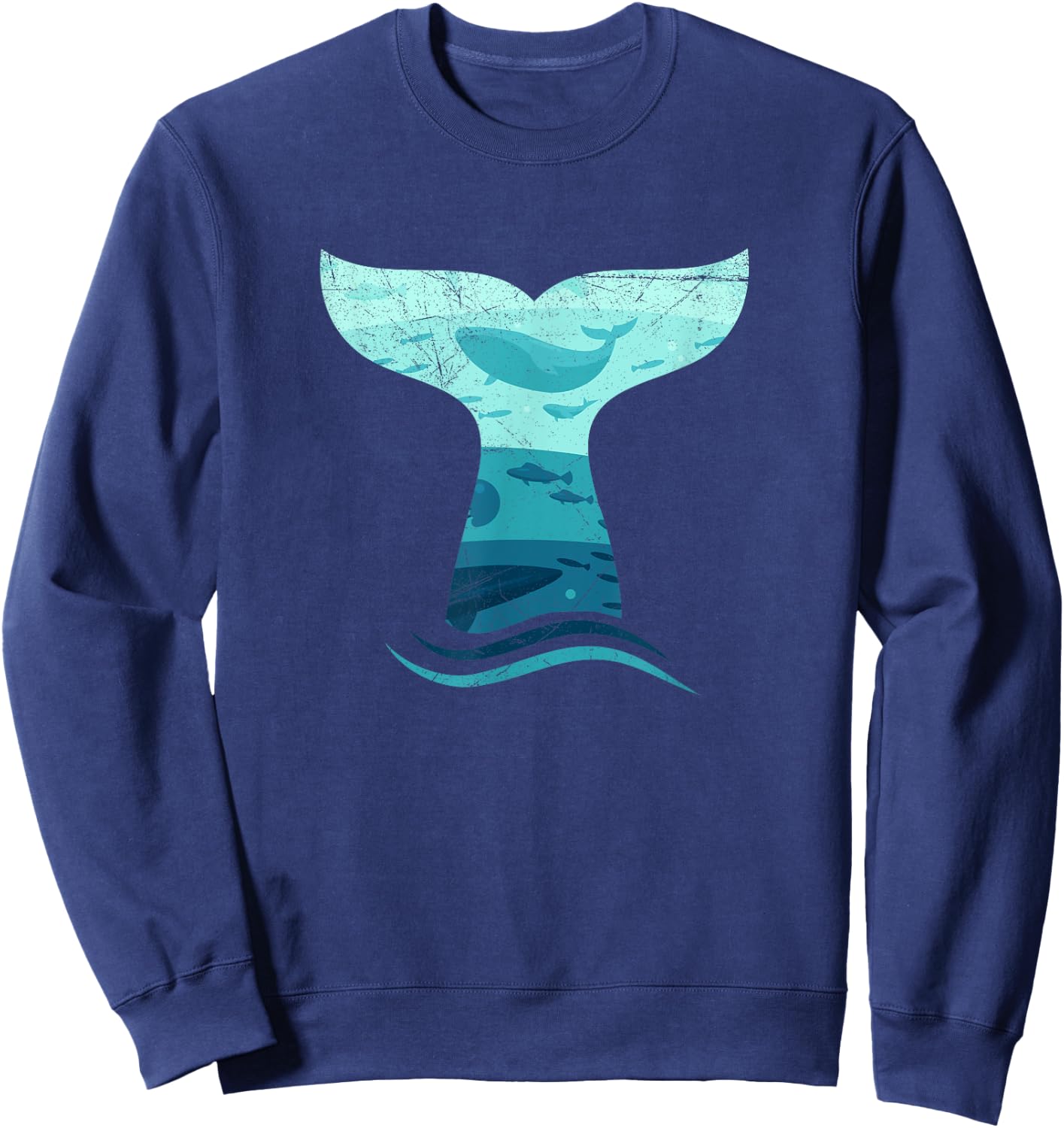 Whale Tail in Waves | Orca Ocean Sweatshirt - Sweatshirt | Navy