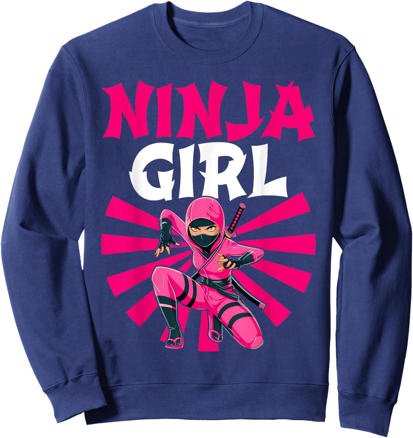 Cool Ninja Art Girls Shinobi Ninja Training Ninja Sweatshirt - Sweatshirt | Navy
